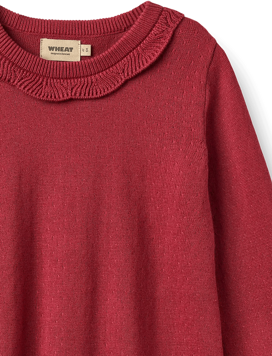Wheat - Knit dress L/S Nannie - langärmelige babykleider - red cherry - 2