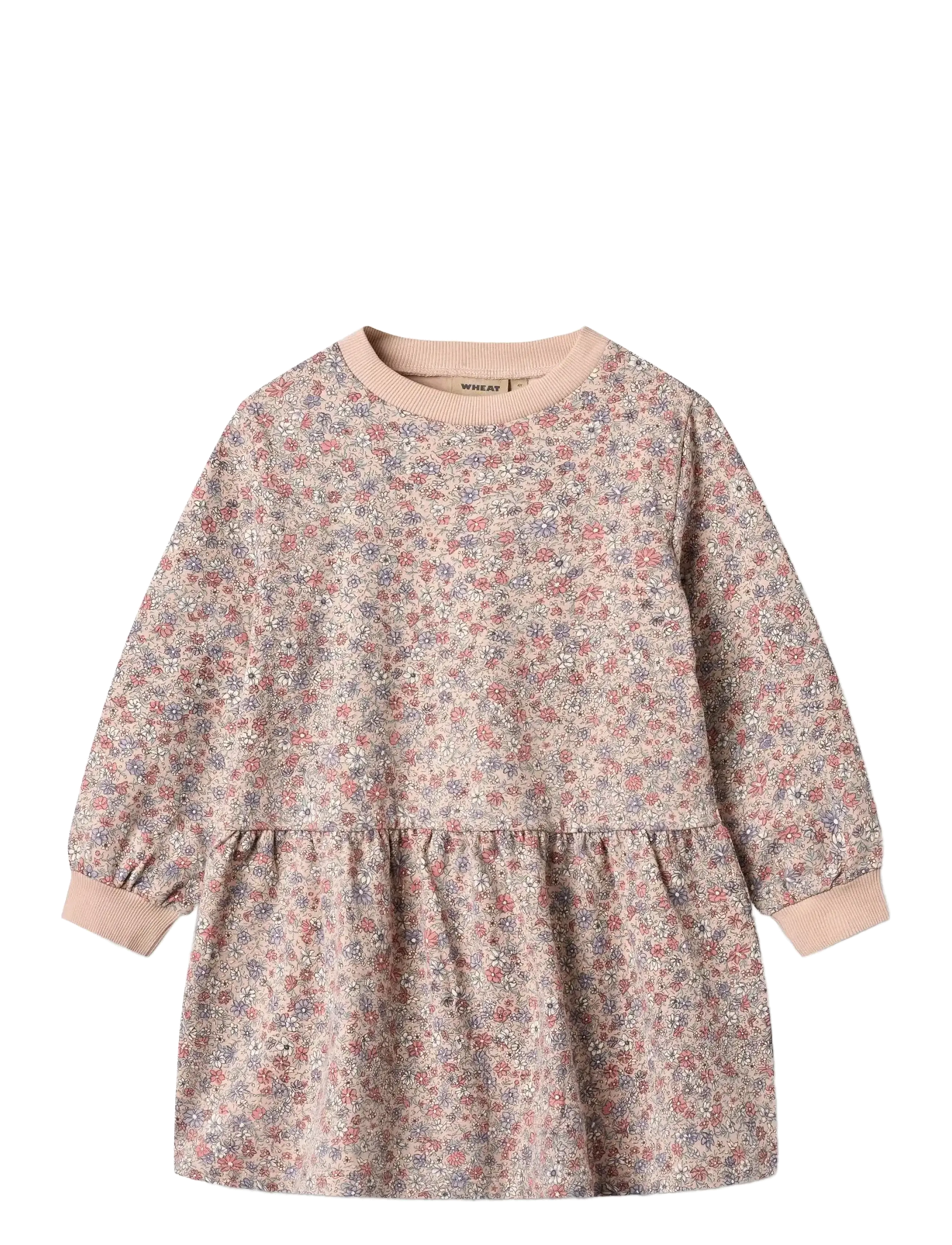 Wheat Sweat Dress L/S Zenia, Børn, Langærmet Sweatkjole, Pink, Str: 104