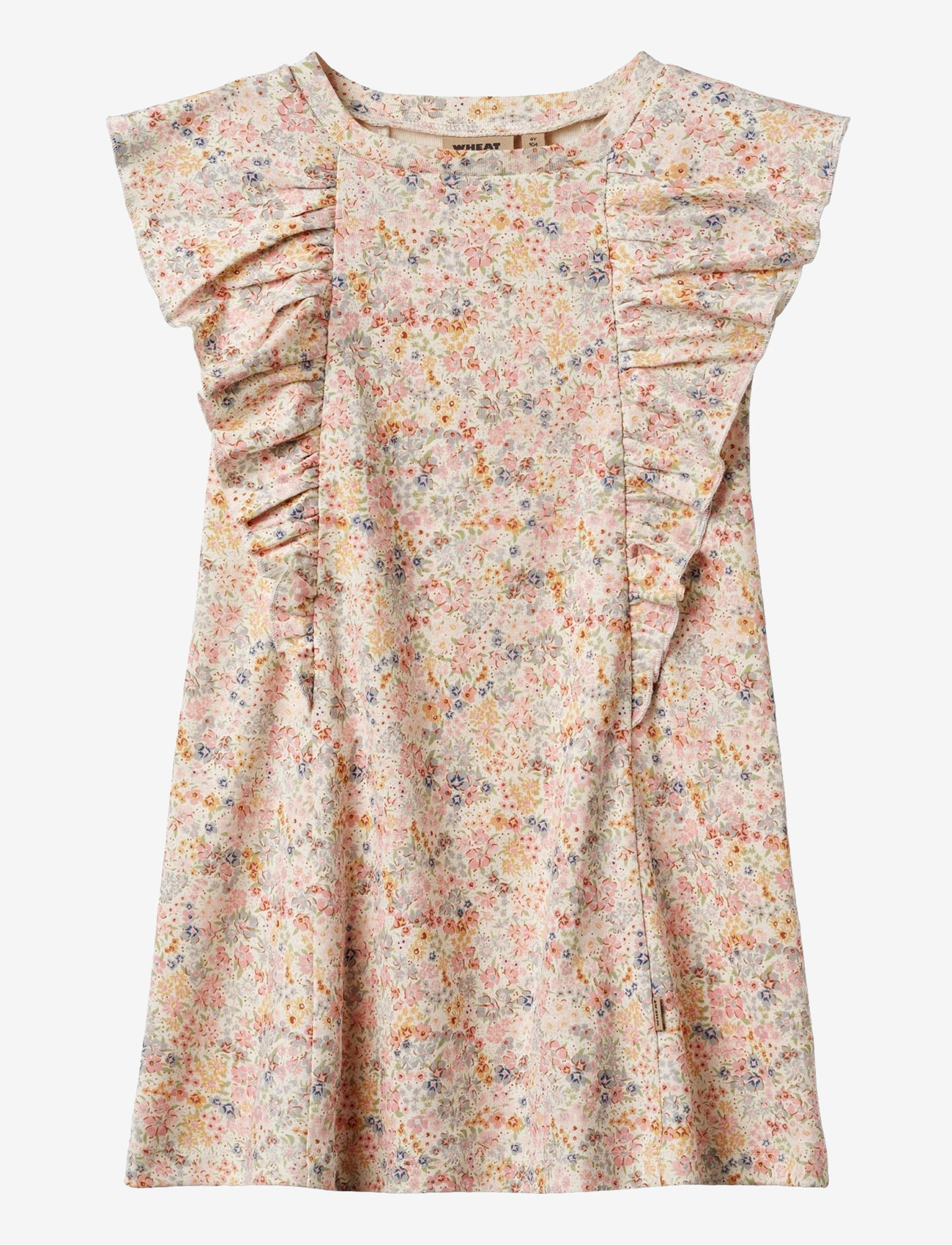 Wheat - Jersey Dress Ruffle Shirley - Ärmlösa vardagsklänningar - bright flowers - 0