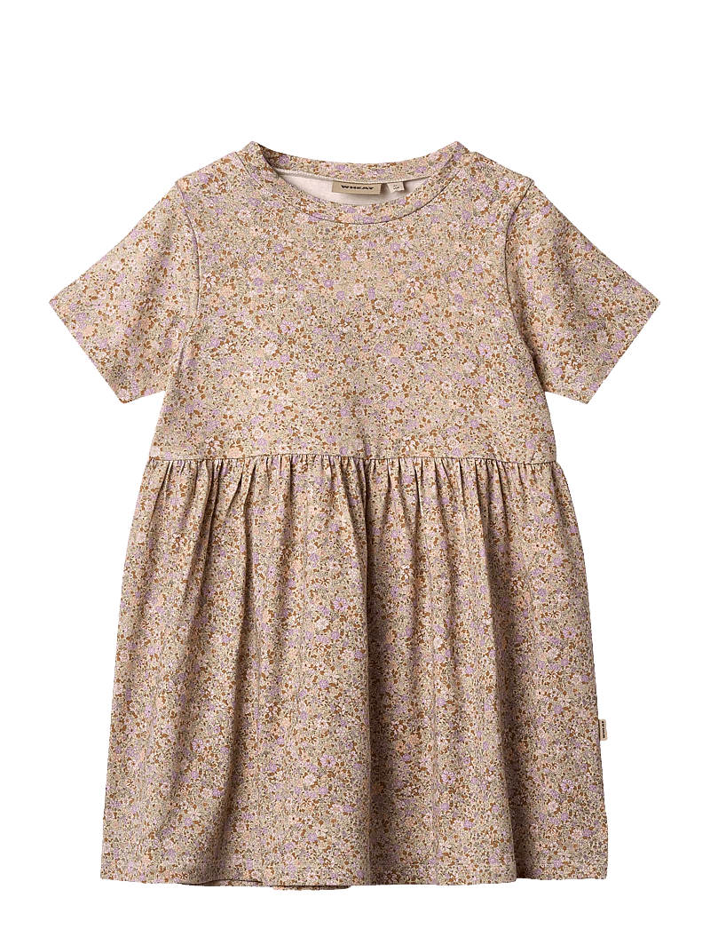 Wheat - Jersey dress S/S Anna - lühikeste varrukatega vabaaja kleidid - lilac flower meadow - 0