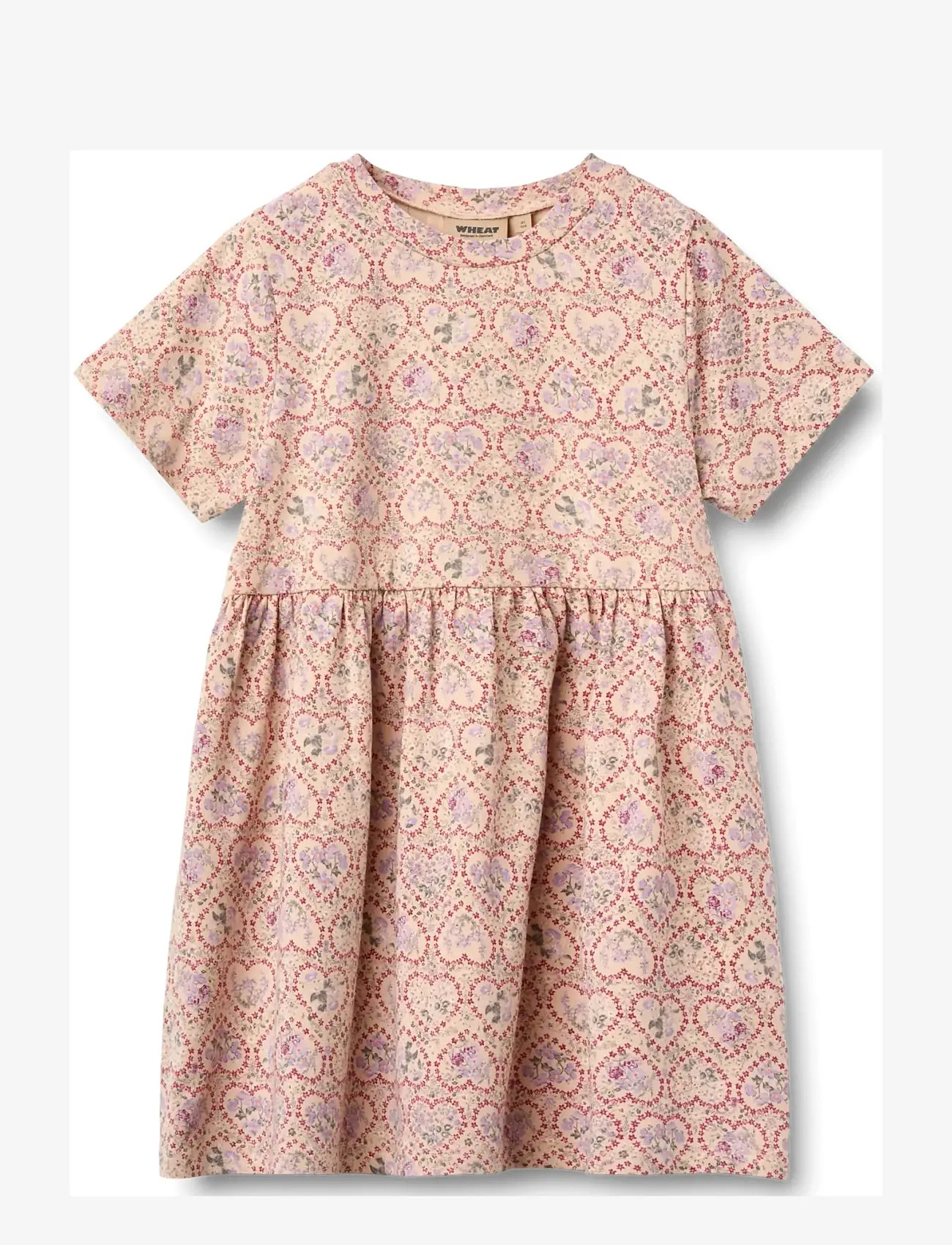 Wheat - Jersey dress S/S Anna - kortærmede hverdagskjoler - magenta heart flowers - 0