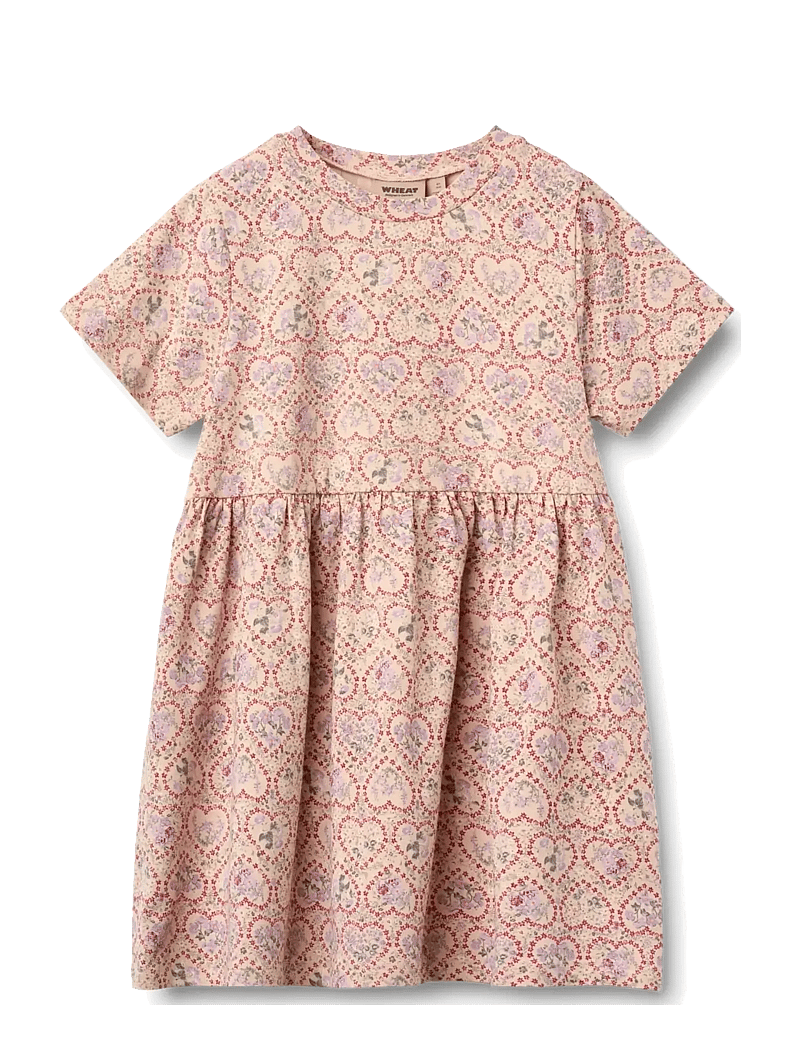 Wheat - Jersey dress S/S Anna - kortærmede hverdagskjoler - magenta heart flowers - 0