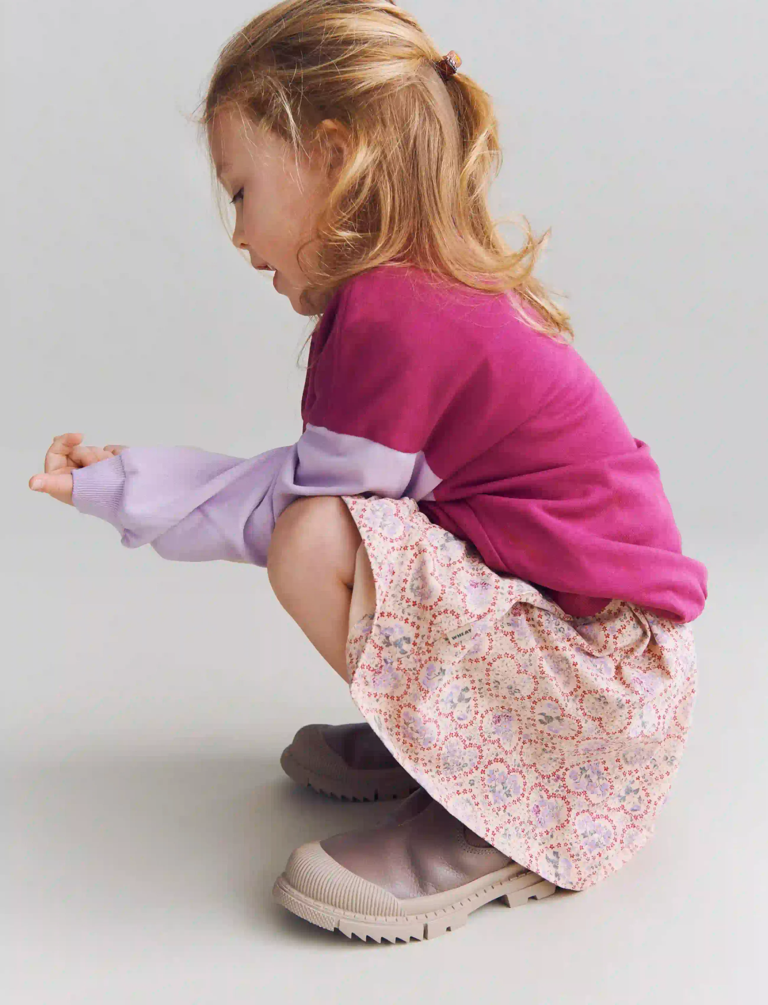 Wheat Jersey Dress S/S Anna, 122, Casual Dresses, Mehrfarbig/gemustert - Short-sleeved Kinder