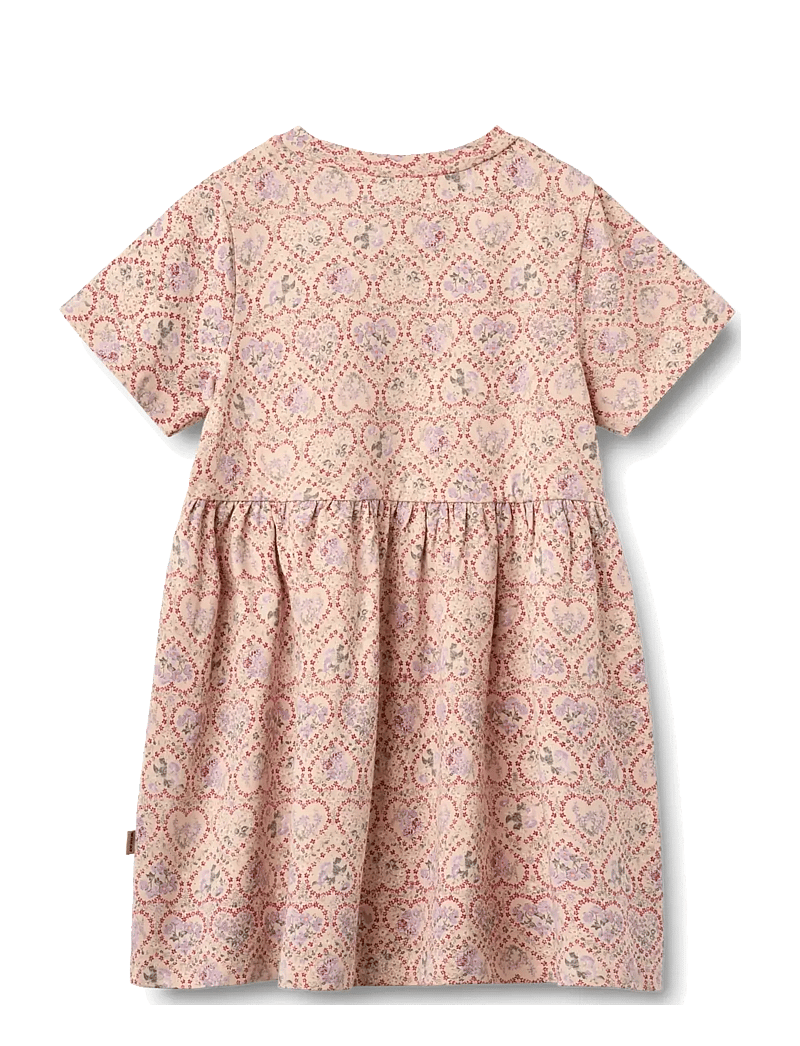 Wheat - Jersey dress S/S Anna - kortærmede hverdagskjoler - magenta heart flowers - 1