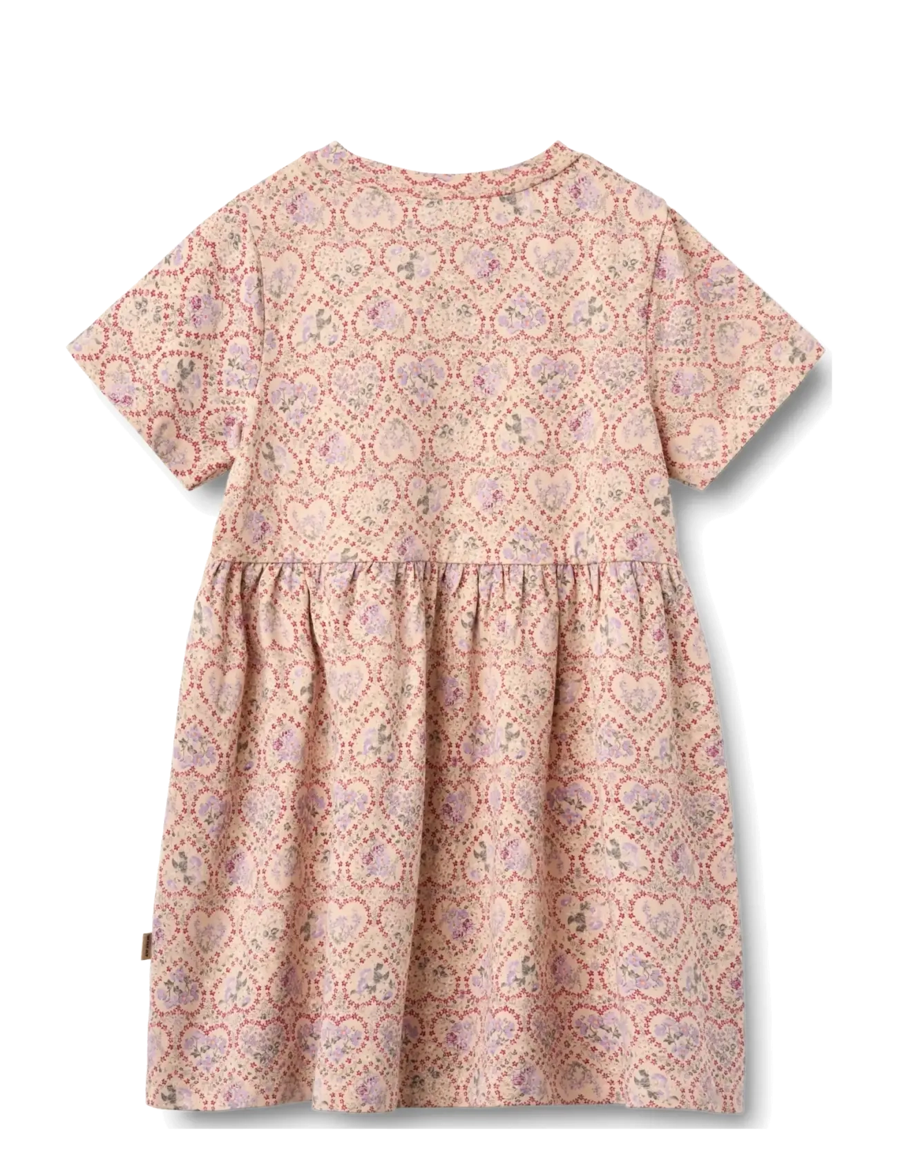 Wheat - Jersey dress S/S Anna - kurzärmelige freizeitkleider - magenta heart flowers - 2