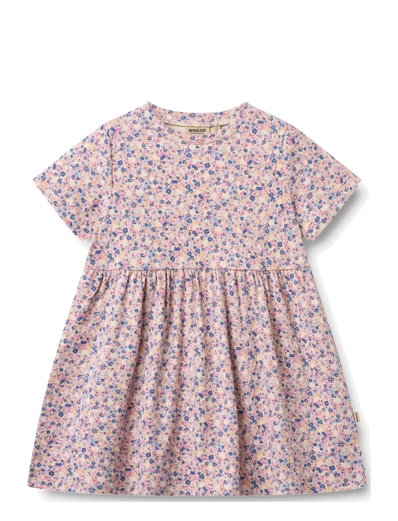 Wheat Jersey Dress Anna - Barn 98-134 - PINK BLUE FLOWERS / pink/rose
