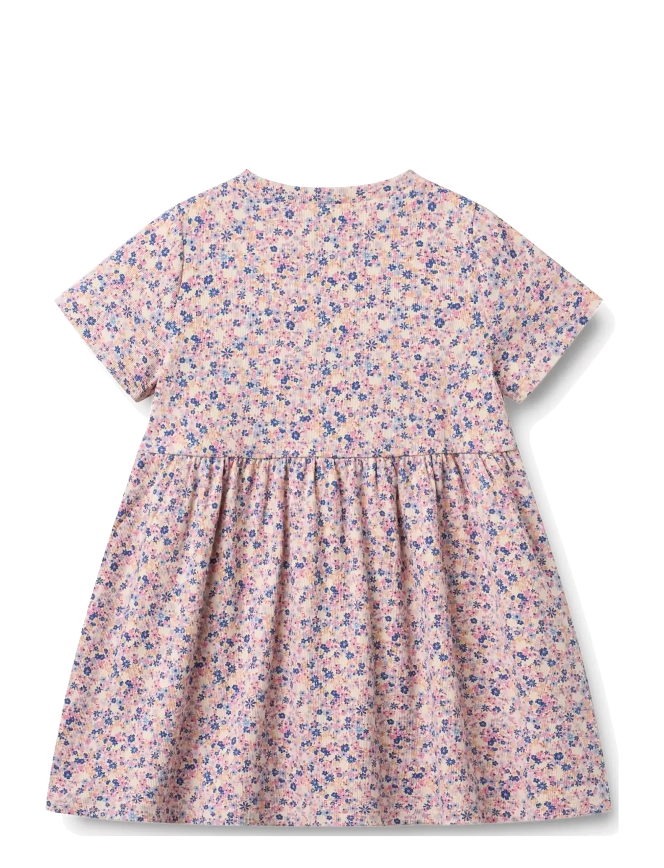 Wheat - Jersey Dress Anna - kurzärmelige freizeitkleider - pink blue flowers - 1