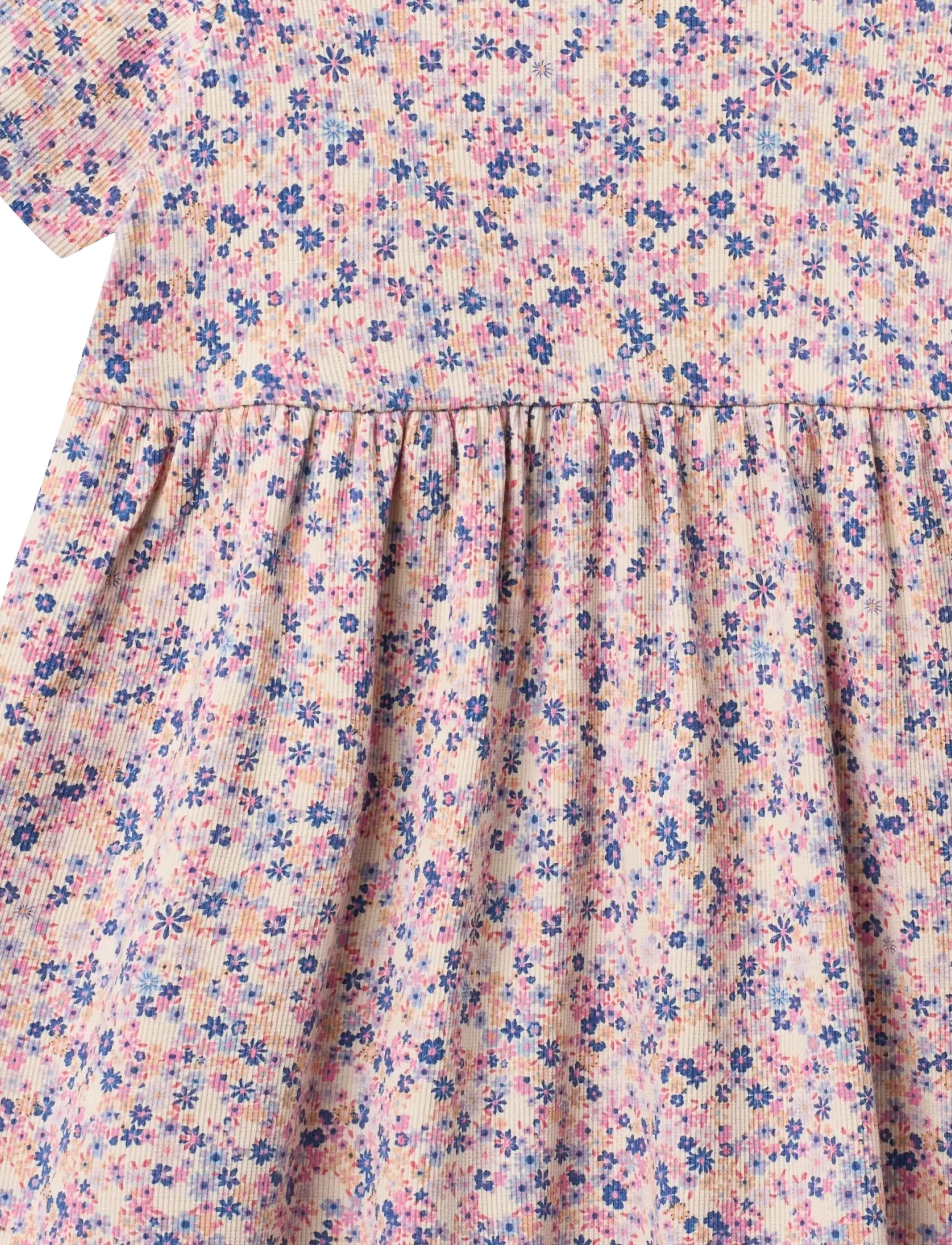 Wheat - Jersey Dress Anna - kurzärmelige freizeitkleider - pink blue flowers - 2