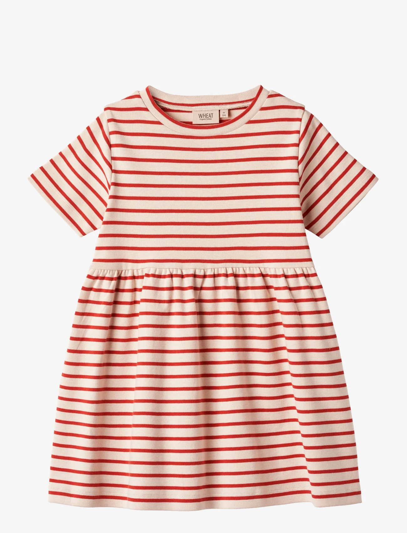 Wheat - Jersey Dress S/S Anna - short-sleeved casual dresses - red stripe - 0