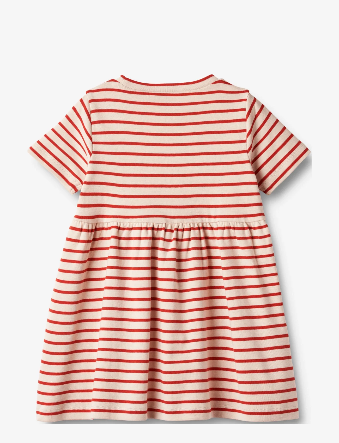 Wheat - Jersey Dress S/S Anna - short-sleeved casual dresses - red stripe - 1