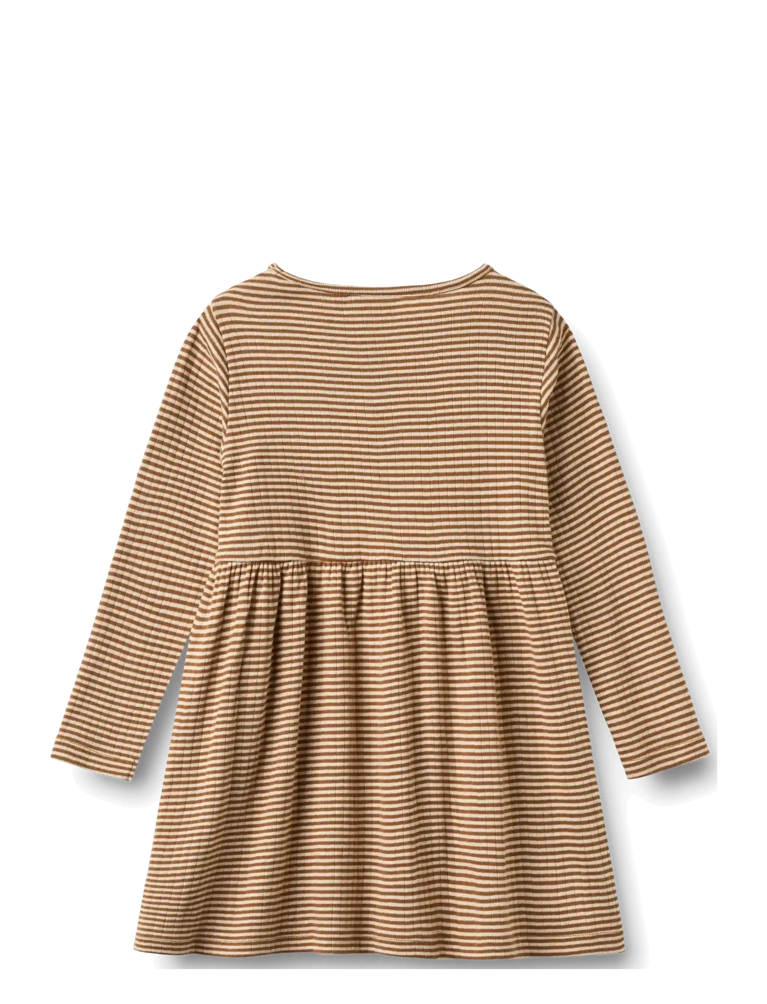 Wheat - Jersey Dress L/S embroidery Sessa - långärmade vardagsklänningar - warm hazel stripe - 1