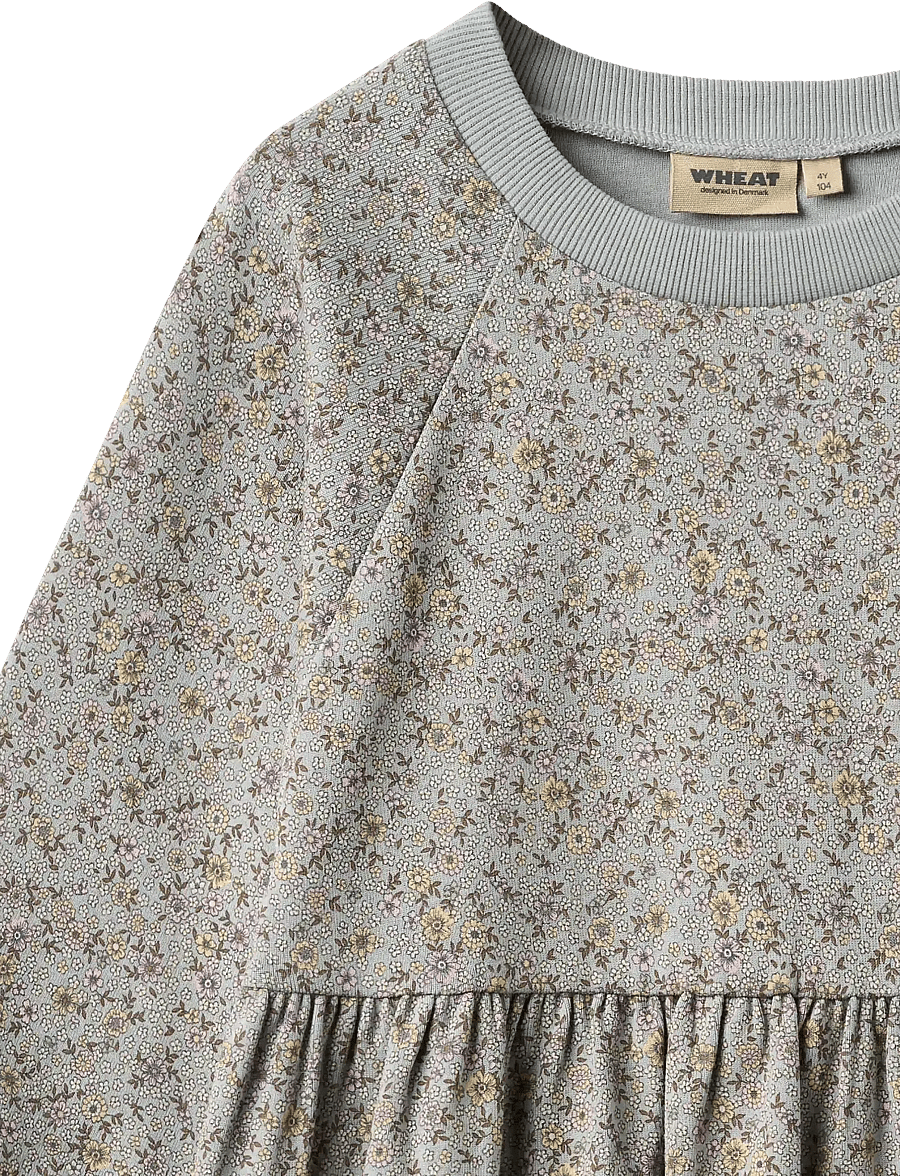 Wheat - Jersey dress L/S Dorthea - pikkade varrukatega vabaajakleidid - slightly blue flowers - 2
