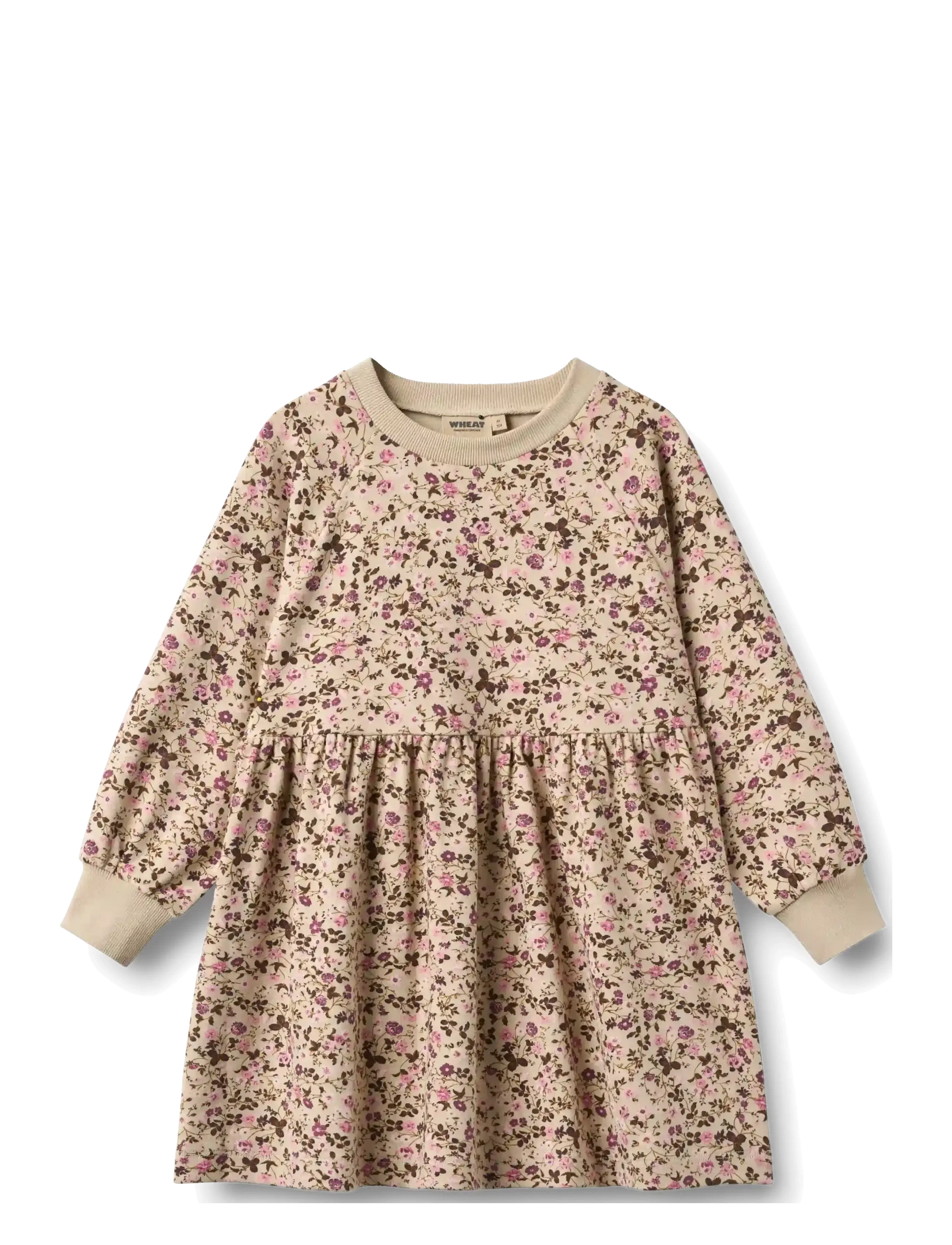 Wheat - Jersey Dress L/S Dorthea - soft sand flower wine - 1