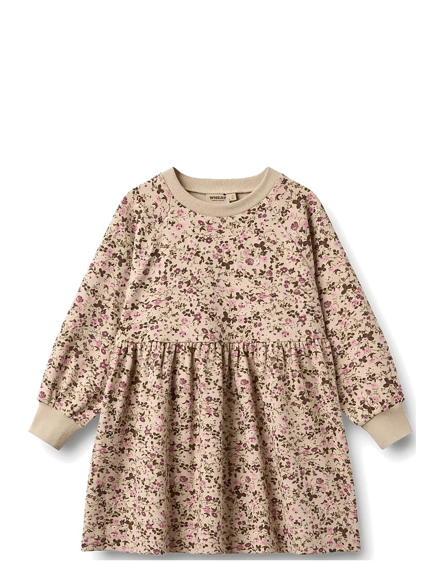 Wheat - Jersey Dress L/S Dorthea - soft sand flower wine - 1
