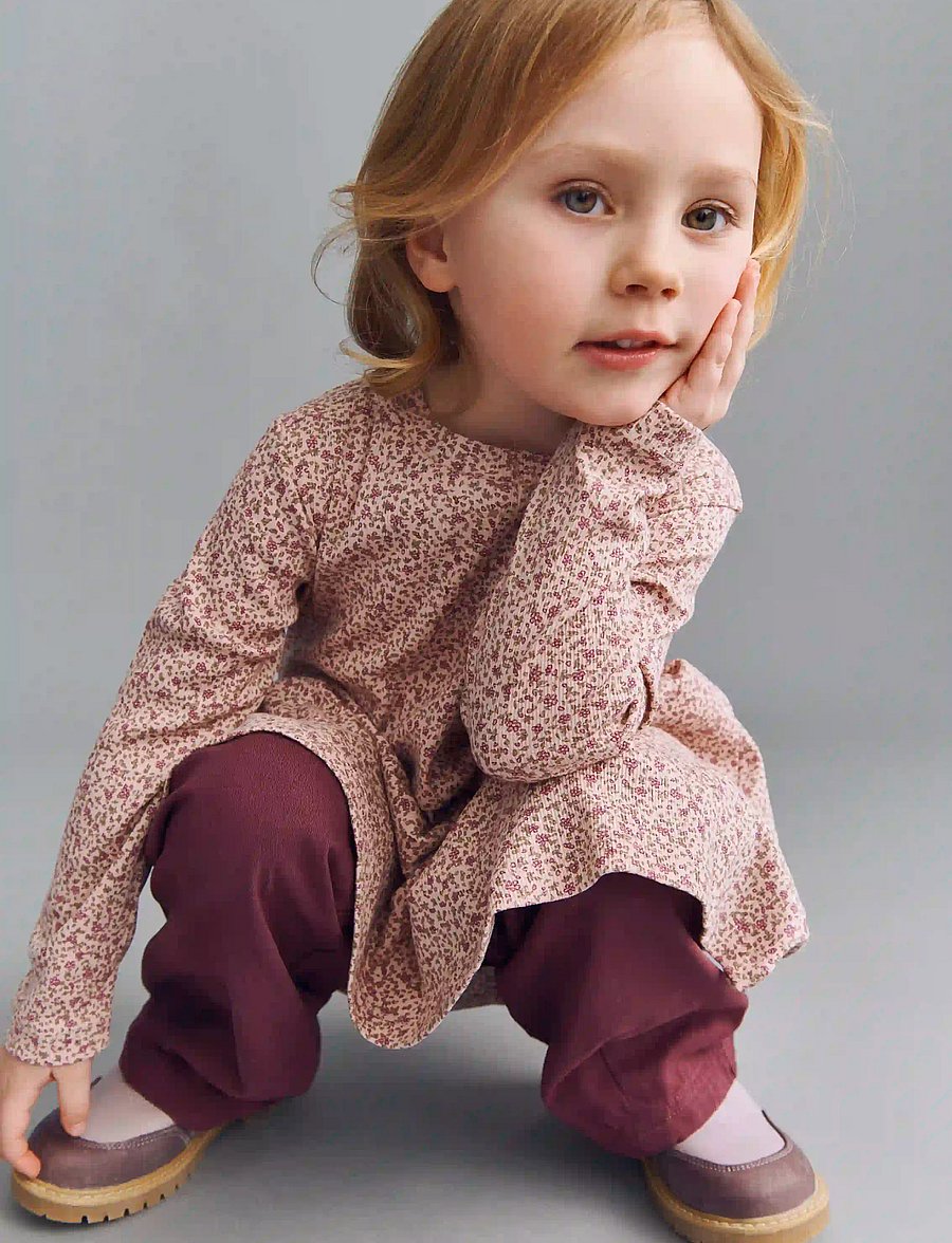 Wheat - Jersey Dress L/S Dorthea - soft sand flower wine - 3