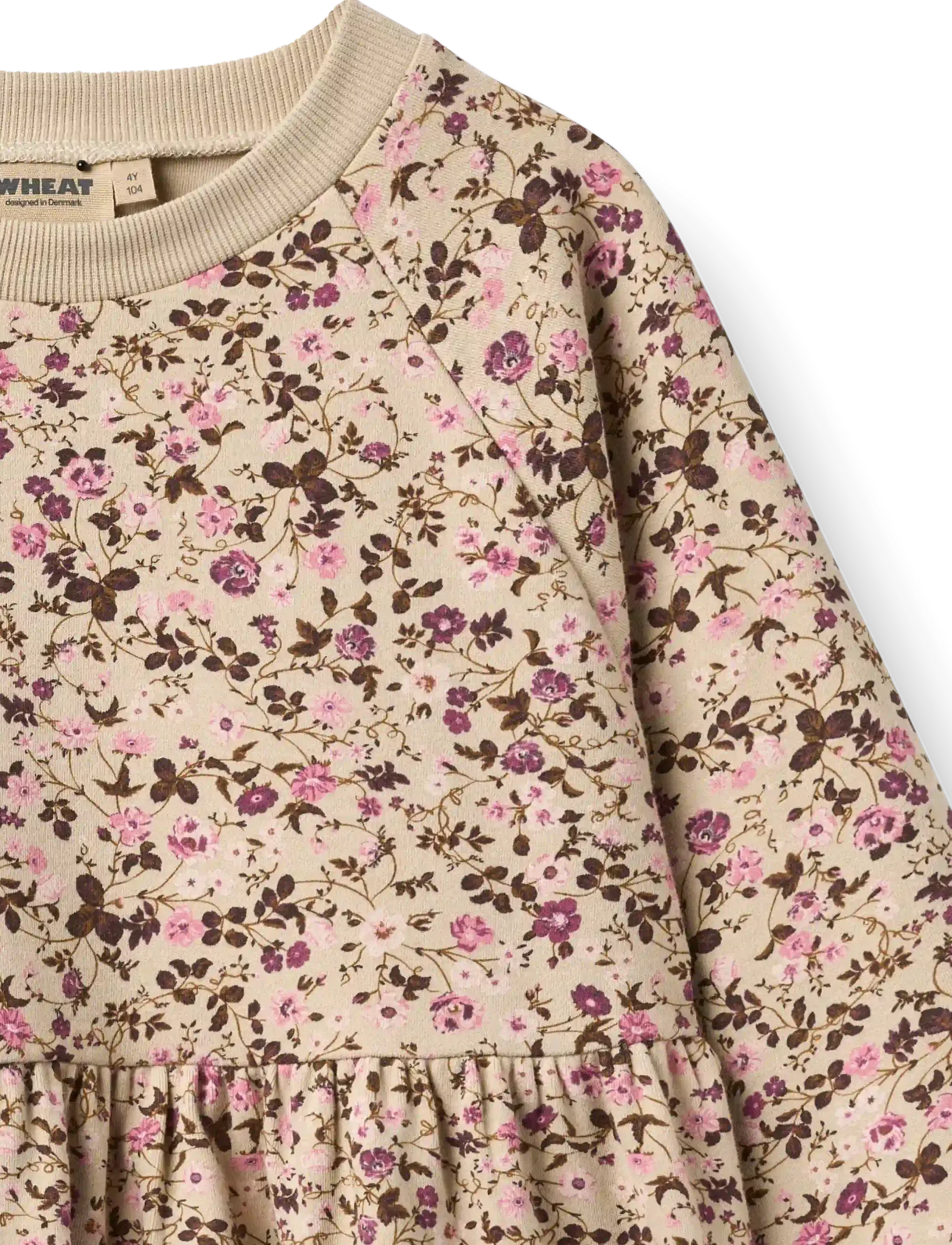 Wheat - Jersey Dress L/S Dorthea - soft sand flower wine - 4