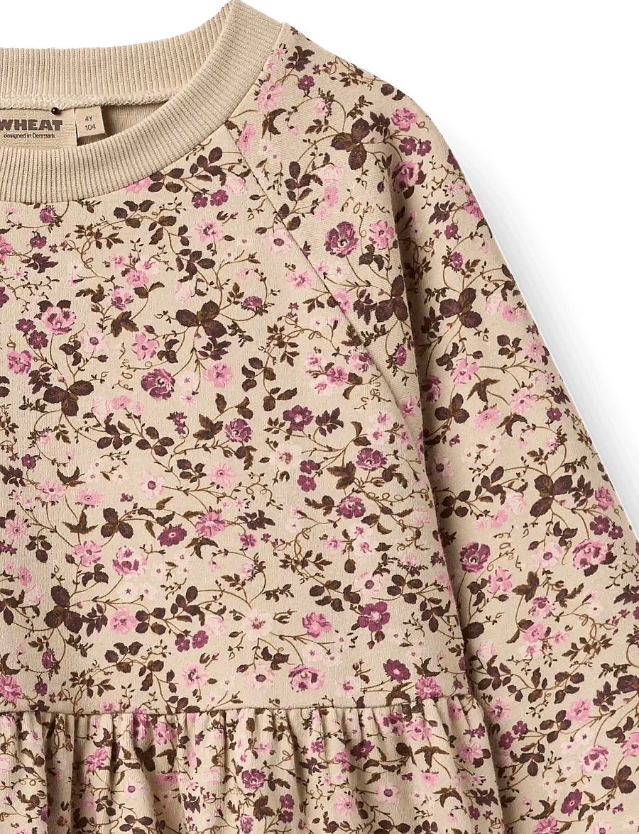 Wheat - Jersey Dress L/S Dorthea - soft sand flower wine - 4
