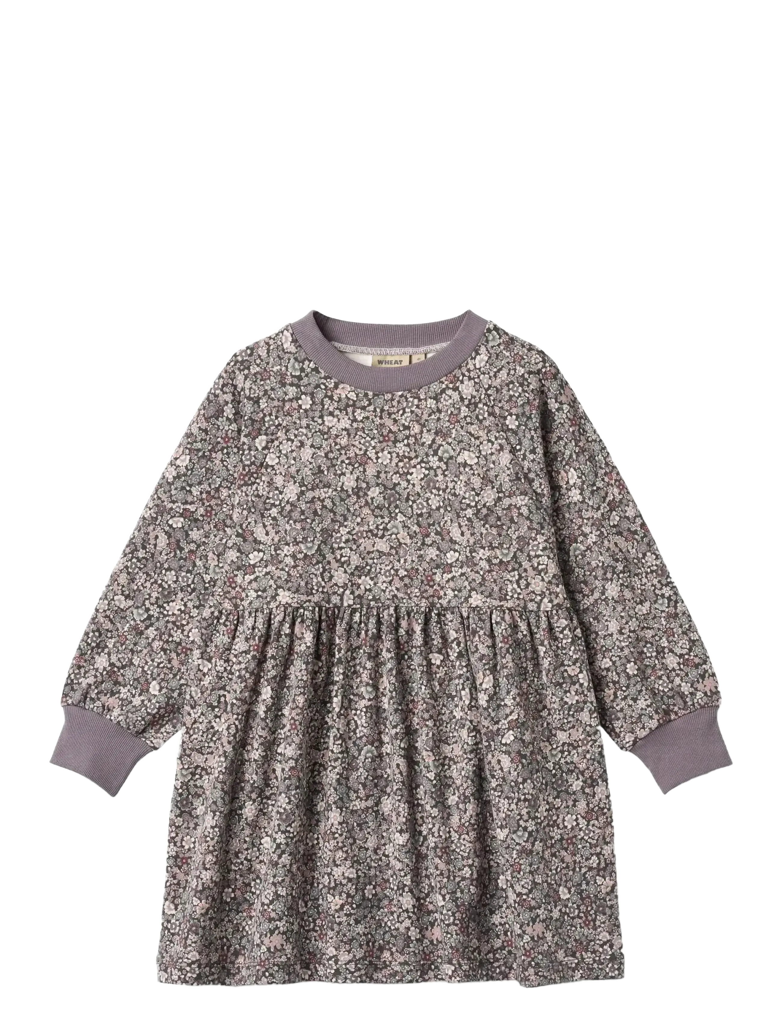 Wheat Jersey Dress L/S Dorthea - Klänningar & Kjolar - PURPLE STONE FLOWERS / purple