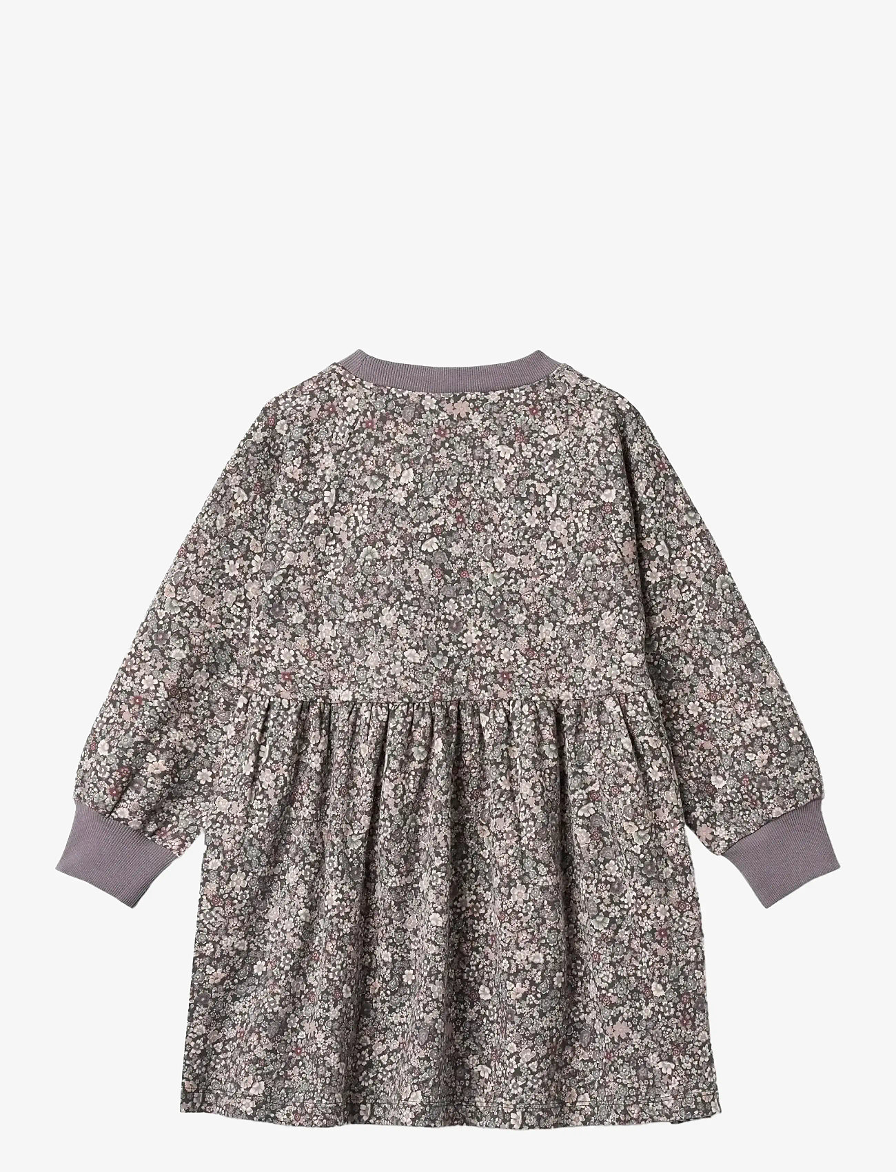 Wheat - Jersey Dress L/S Dorthea - långärmade vardagsklänningar - purple stone flowers - 1