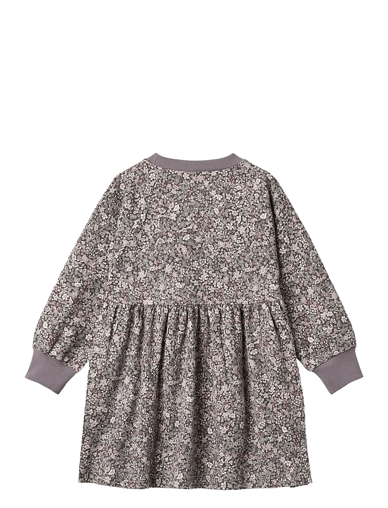 Wheat - Jersey Dress L/S Dorthea - långärmade vardagsklänningar - purple stone flowers - 1
