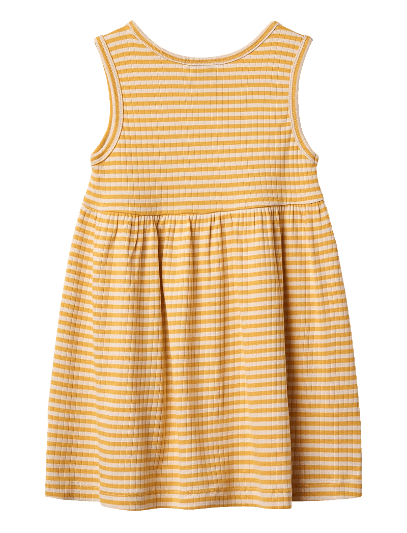 Wheat - Jersey Dress Embroidery Martha - yellow rib stripe - 1