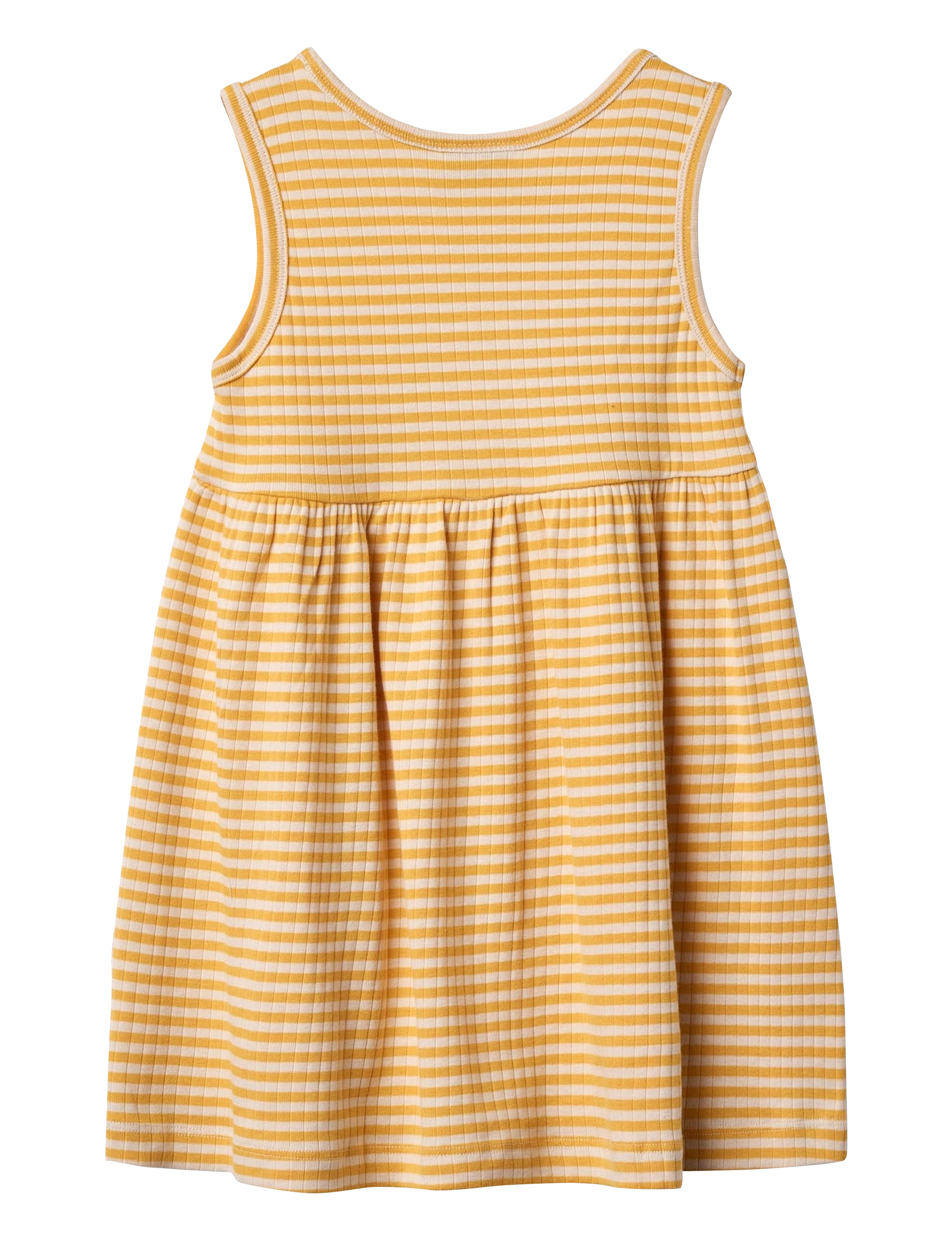 Wheat - Jersey Dress Embroidery Martha - yellow rib stripe - 1