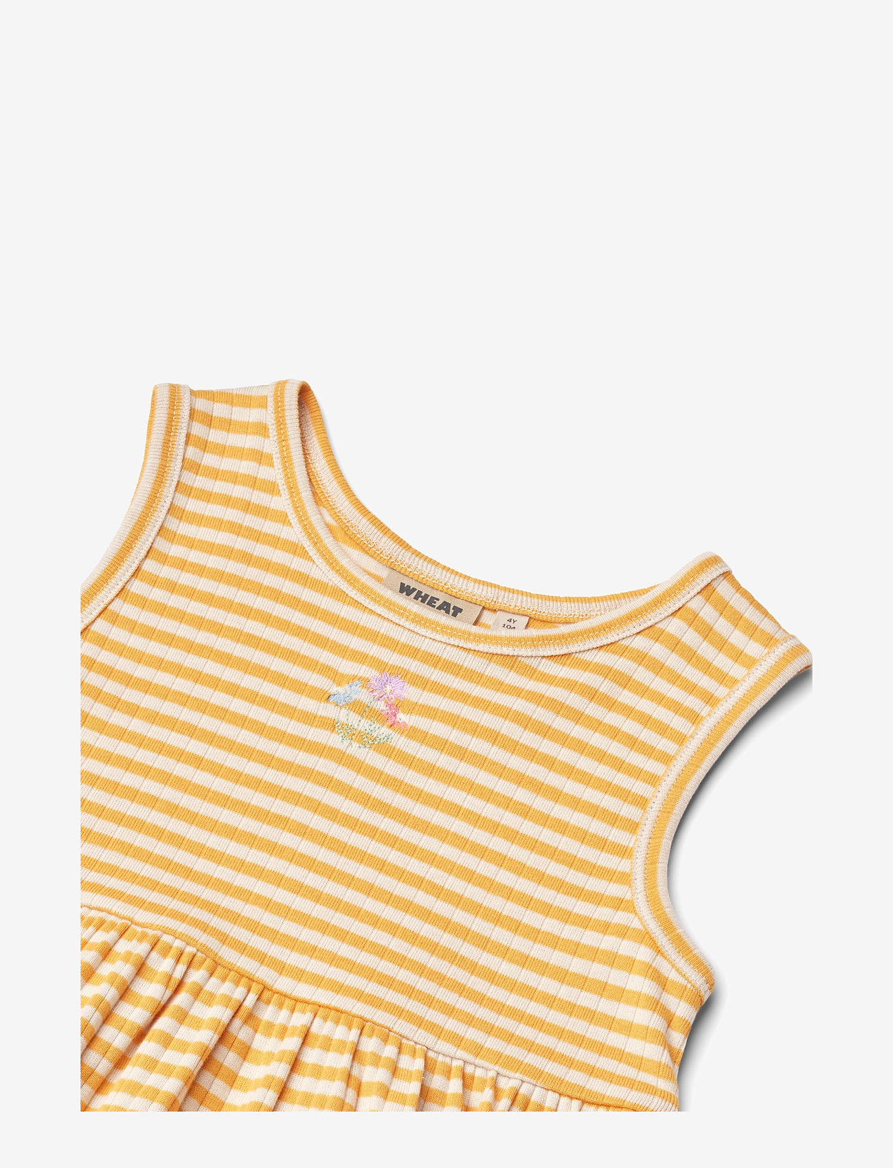 Wheat - Jersey Dress Embroidery Martha - laisvalaikio suknelės be rankovių - yellow rib stripe - 2
