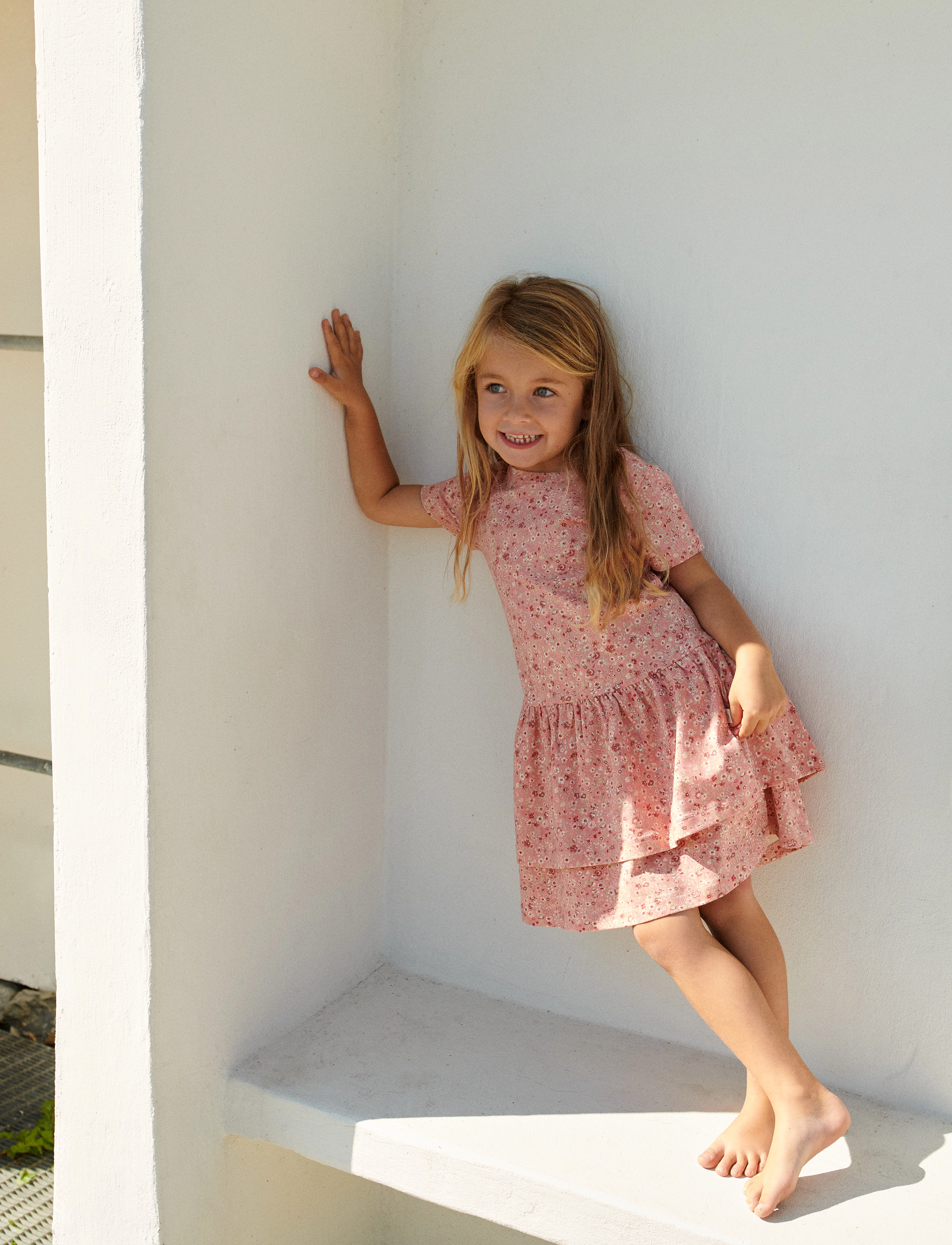 Wheat - Jersey Dress S/S Johanna - rosette flowers - 3
