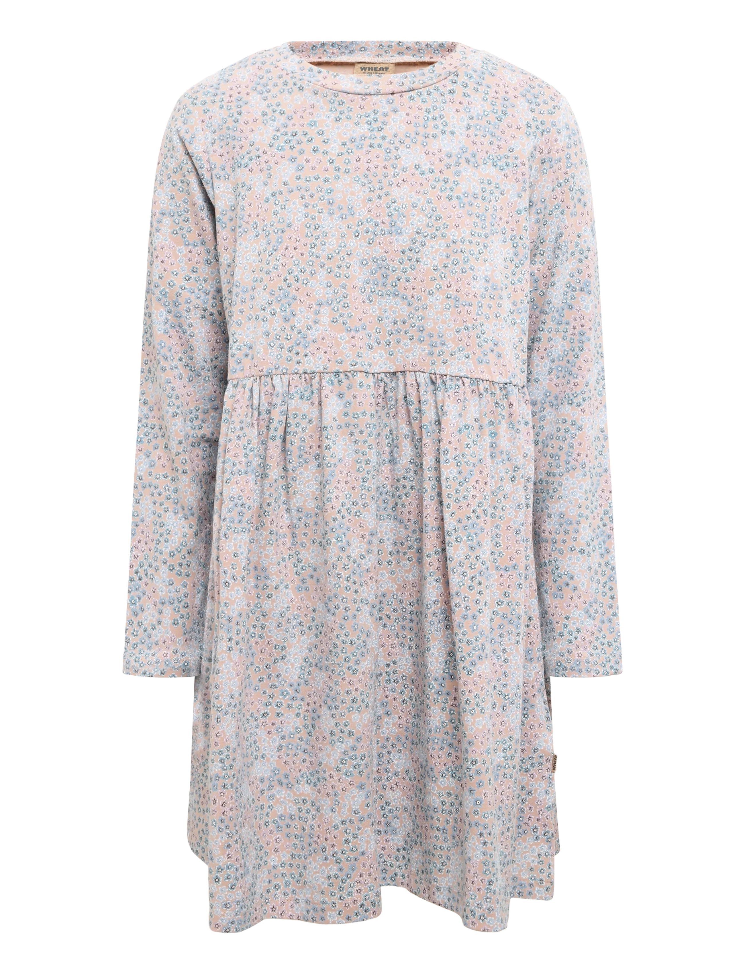 Wheat Jersey Dress L/S Sessa - Freizeitkleider - POWDER BLUE FLOWERS / beige