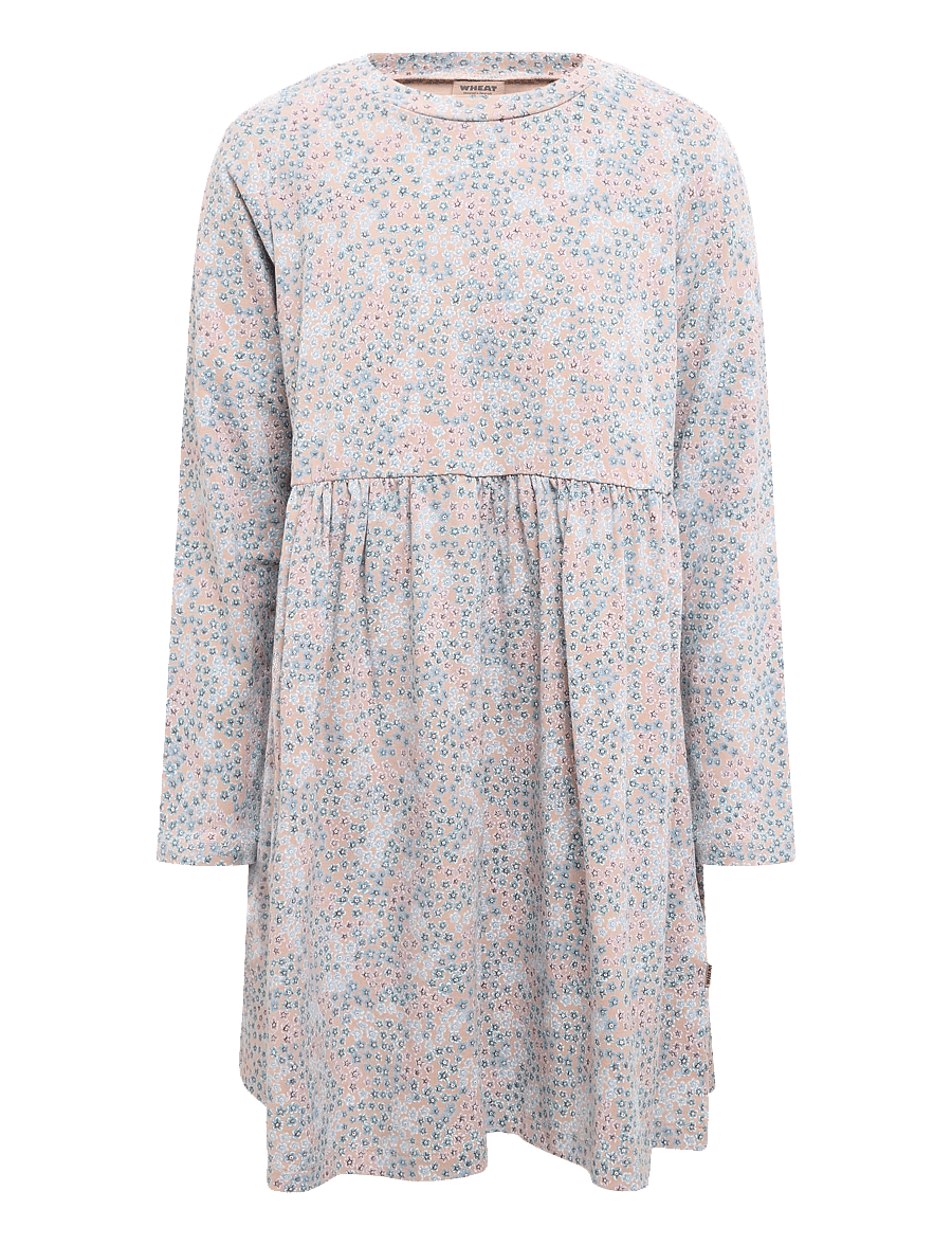Wheat - Jersey Dress L/S Sessa - langærmede hverdagskjoler - powder blue flowers - 0