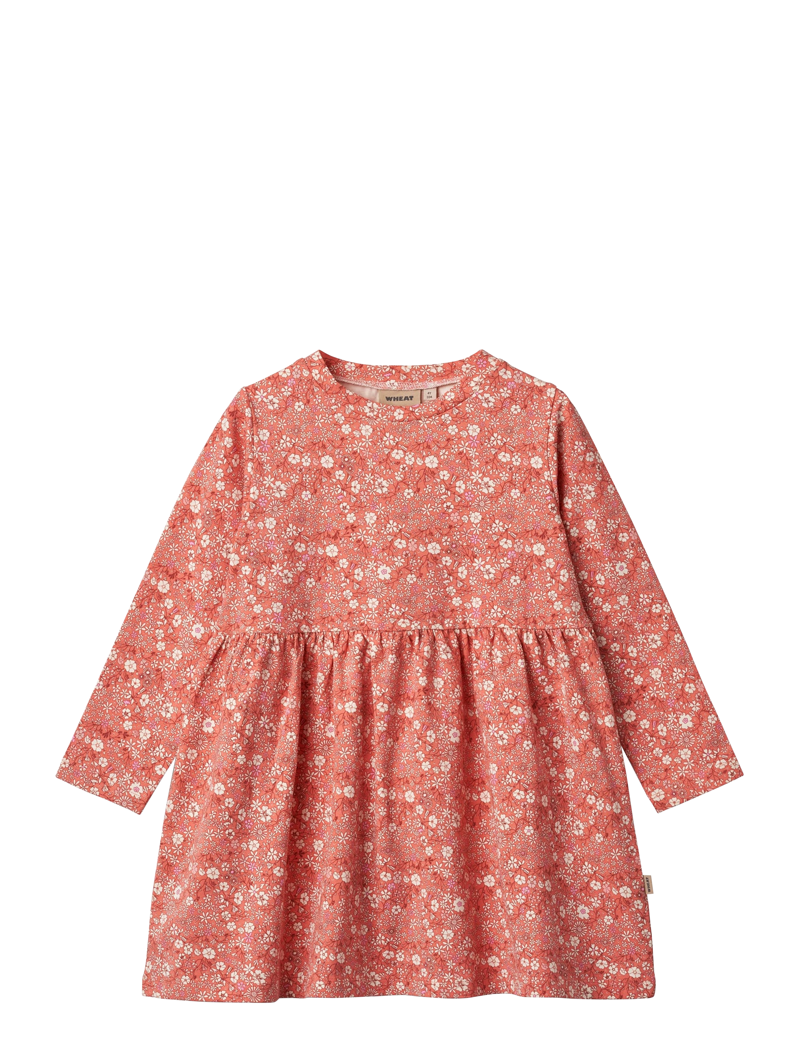 Wheat Jersey Dress L/S Sessa - Klänningar & Kjolar - CORAL FLOWERS / pink/rose