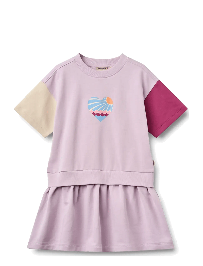 Wheat - Sweat Dress S/S Mey - kortærmede hverdagskjoler - lavender glow - 0