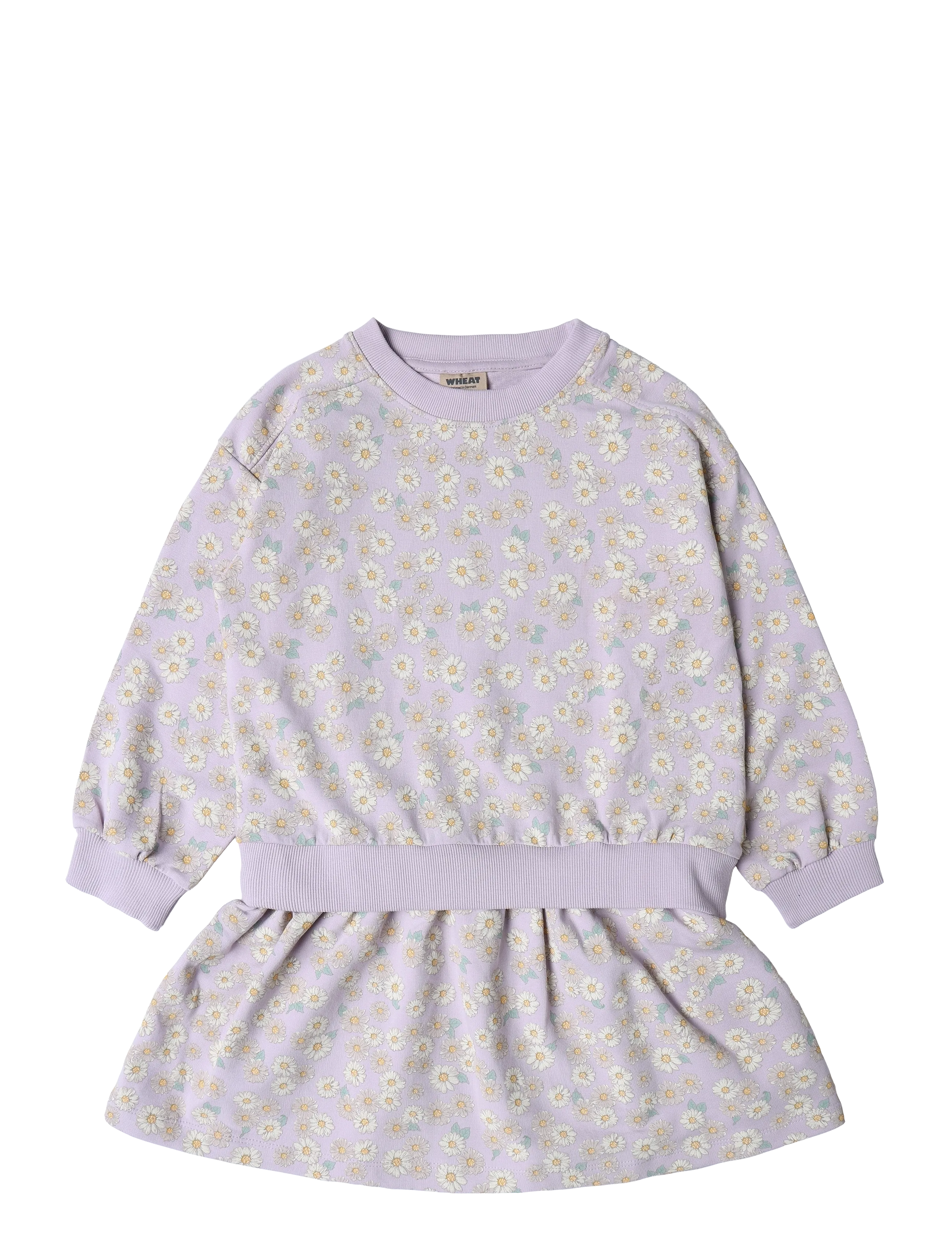 Wheat Sweat Dress L/S Maggie - Klänningar & Kjolar - LAVENDER DAISIES / purple