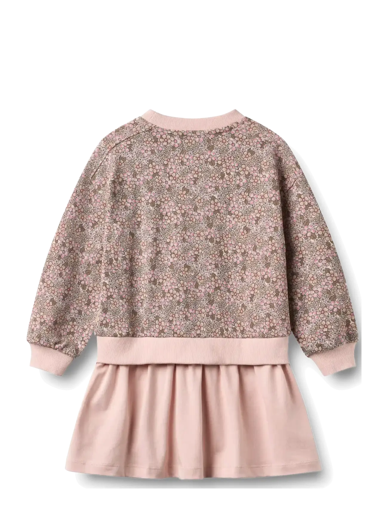 Wheat - Sweat Dress L/S Maggie - långärmade vardagsklänningar - rose brown flowers - 1