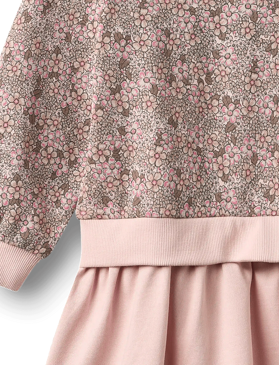 Wheat - Sweat Dress L/S Maggie - långärmade vardagsklänningar - rose brown flowers - 2