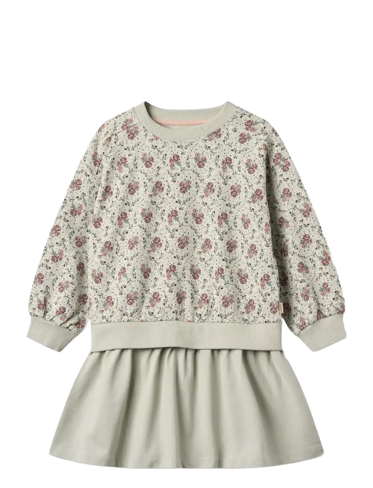 Wheat Sweat Dress L/S Maggie - Klänningar & Kjolar - SLIGHTLY GREEN FLOWERS / green
