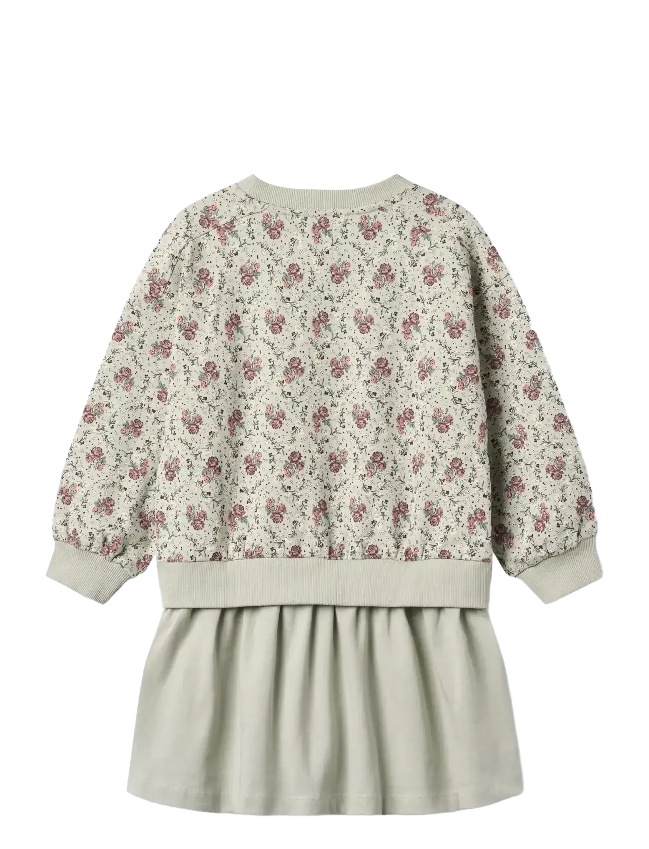 Wheat - Sweat Dress L/S Maggie - langärmelige freizeitkleider - slightly green flowers - 1
