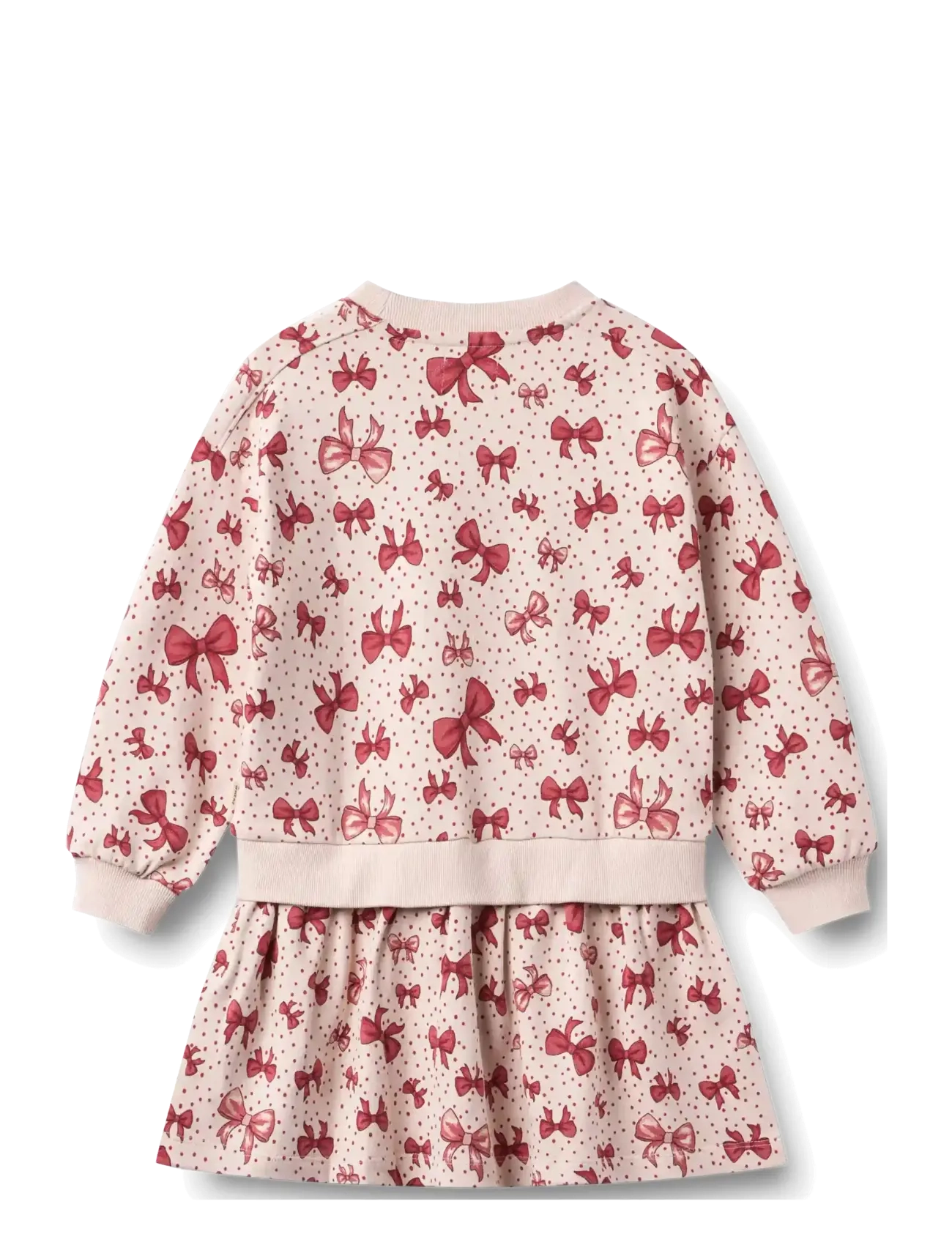 Wheat - Sweat Dress L/S Maggie - langærmede hverdagskjoler - almond peach bows - 1