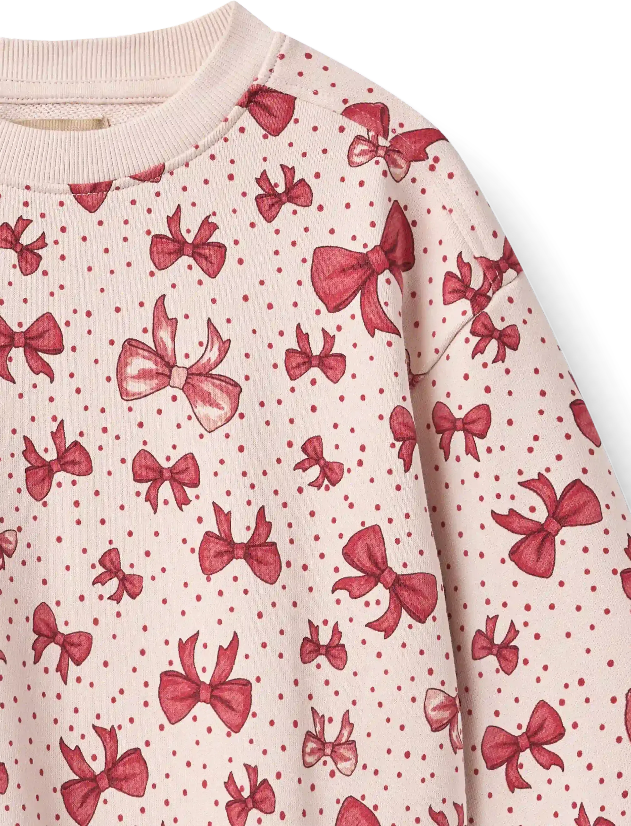 Wheat - Sweat Dress L/S Maggie - langærmede hverdagskjoler - almond peach bows - 2