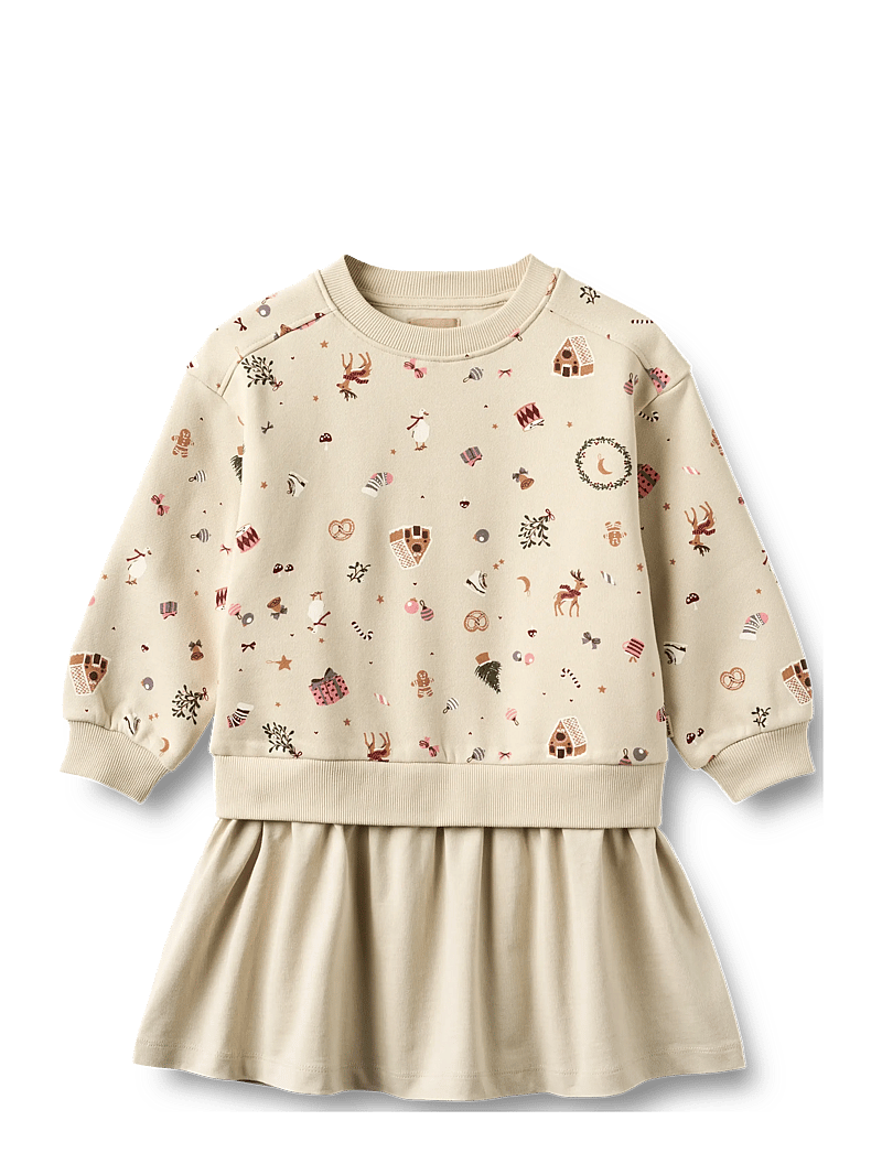 Wheat - Sweat Dress L/S Maggie - langærmede hverdagskjoler - offwhite holiday - 0