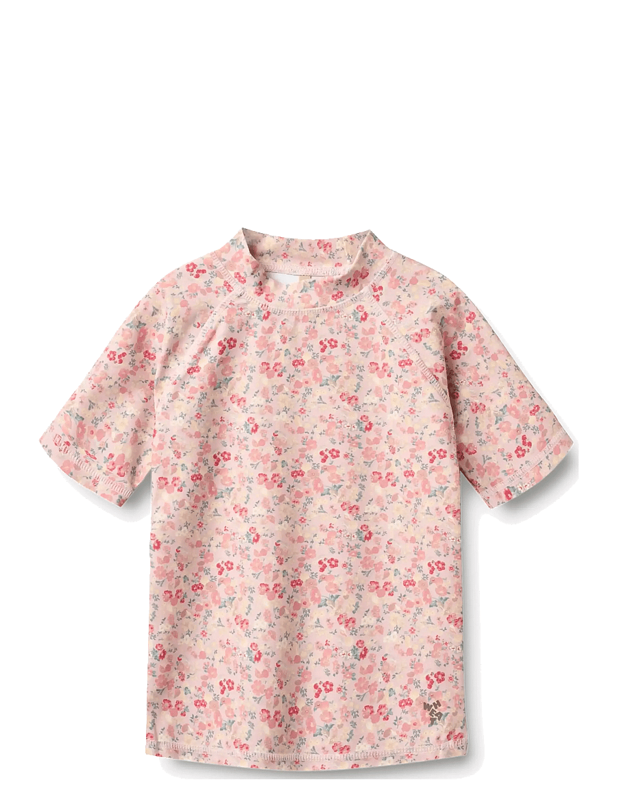 Wheat - Swim T-shirt S/S Jackie - ujumisriiete ülaosad - powder flowers and seashells - 0