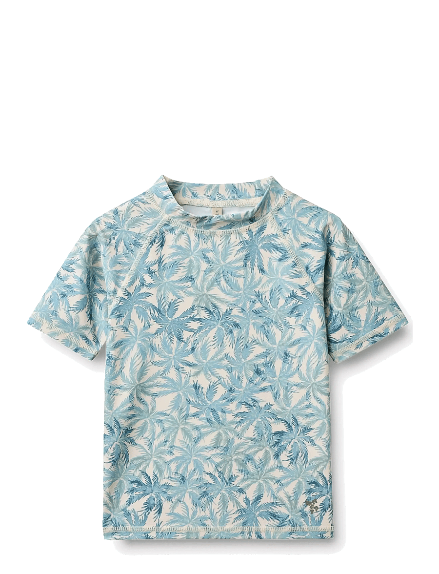 Wheat - Swim T-shirt S/S Jackie - badeoverdele - blue palm - 1