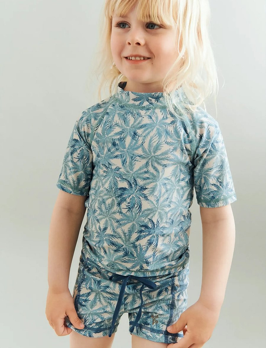 Wheat - Swim T-shirt S/S Jackie - badeoverdele - blue palm - 0