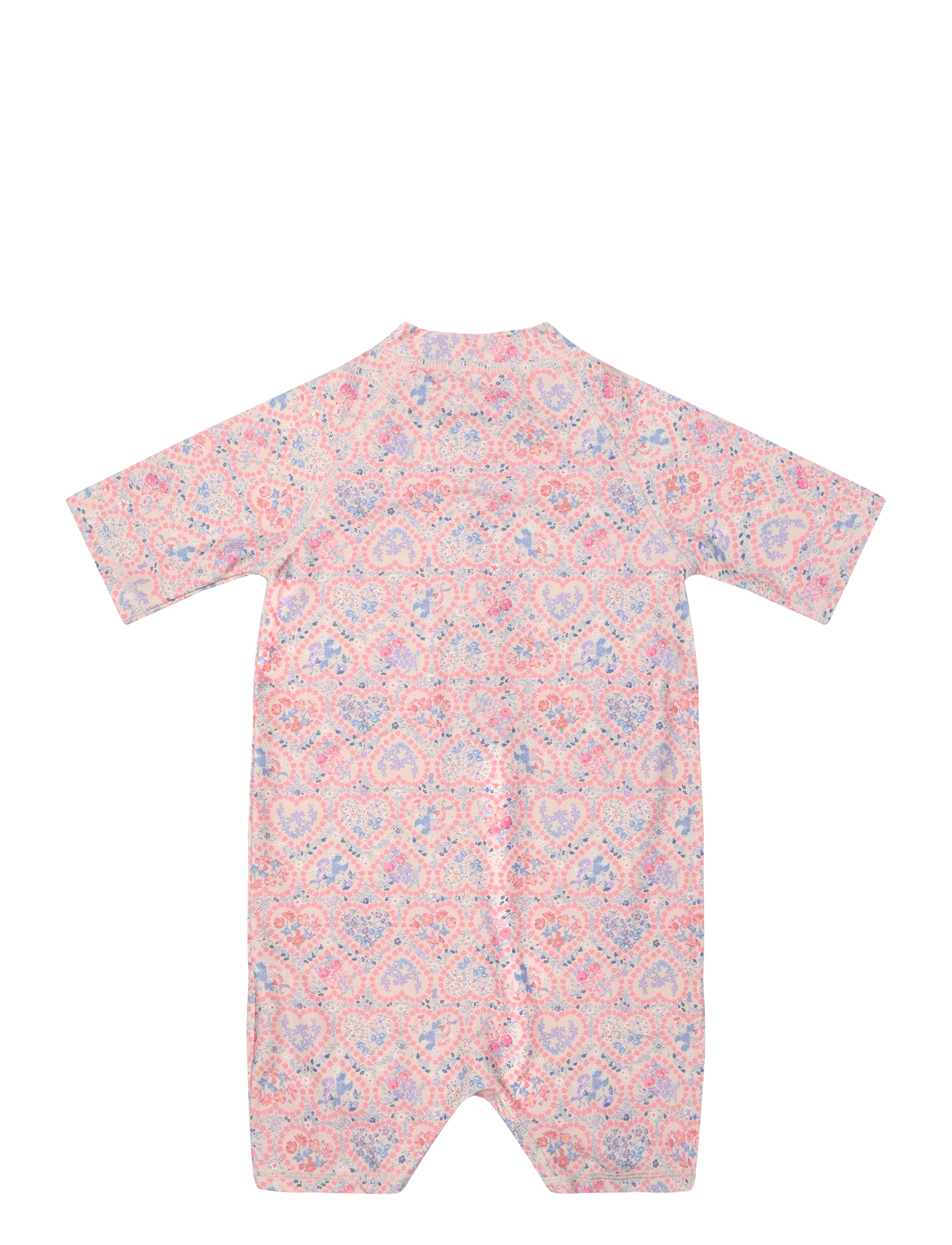 Wheat - Swimsuit S/S Cas - badeanzüge - pink heart flowers - 1