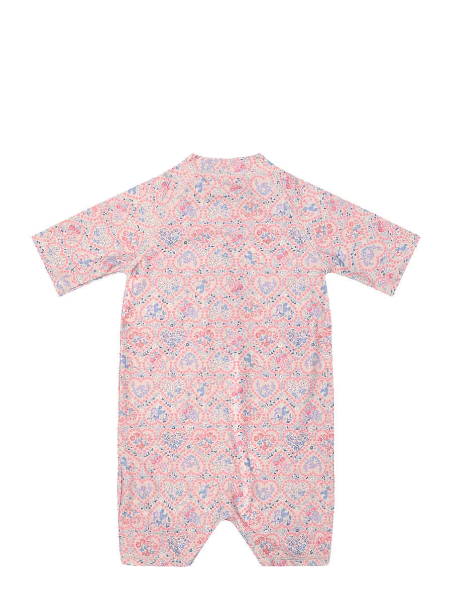 Wheat - Swimsuit S/S Cas - badeanzüge - pink heart flowers - 1