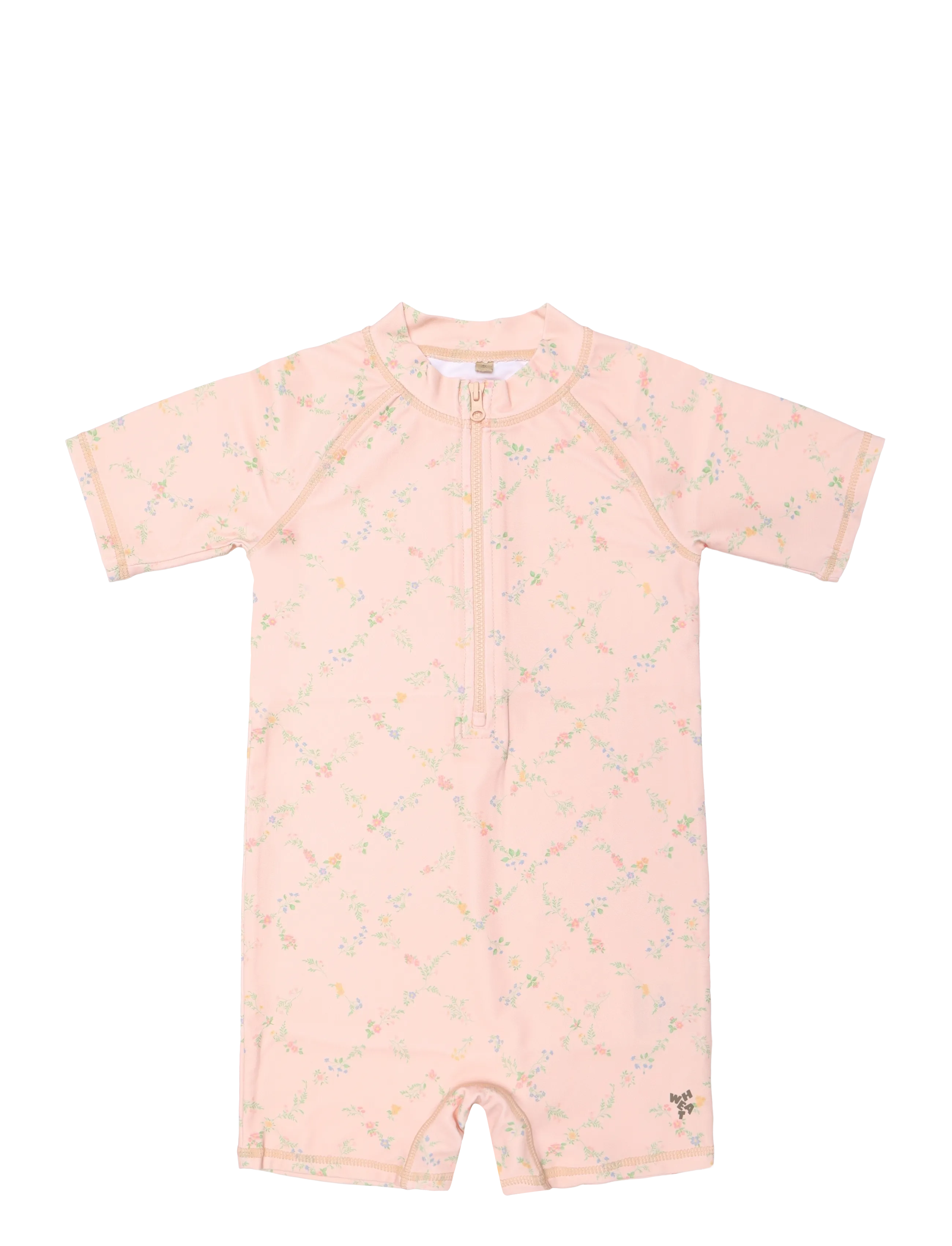 Wheat Swimsuit S/S Cas - Badeanzüge - POWDER CHECKED FLOWERS / pink/rose