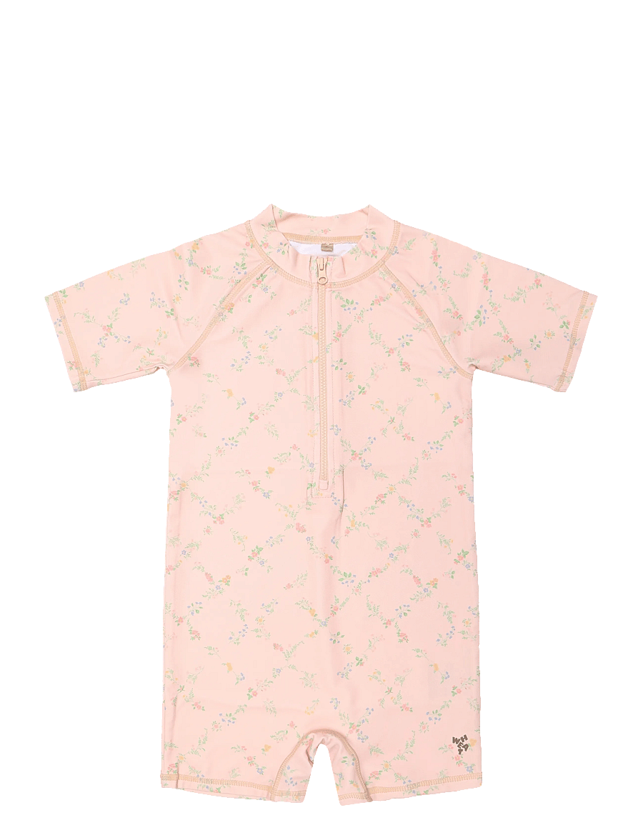 Wheat - Swimsuit S/S Cas - badedragter - powder checked flowers - 0