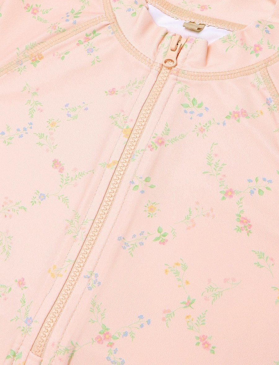 Wheat - Swimsuit S/S Cas - badedragter - powder checked flowers - 2