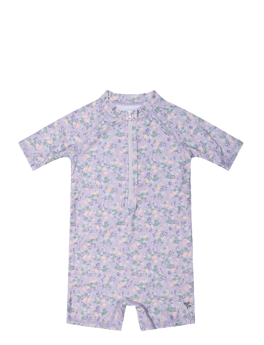 Wheat - Swimsuit S/S Cas - badedragter - purple light petunias - 0