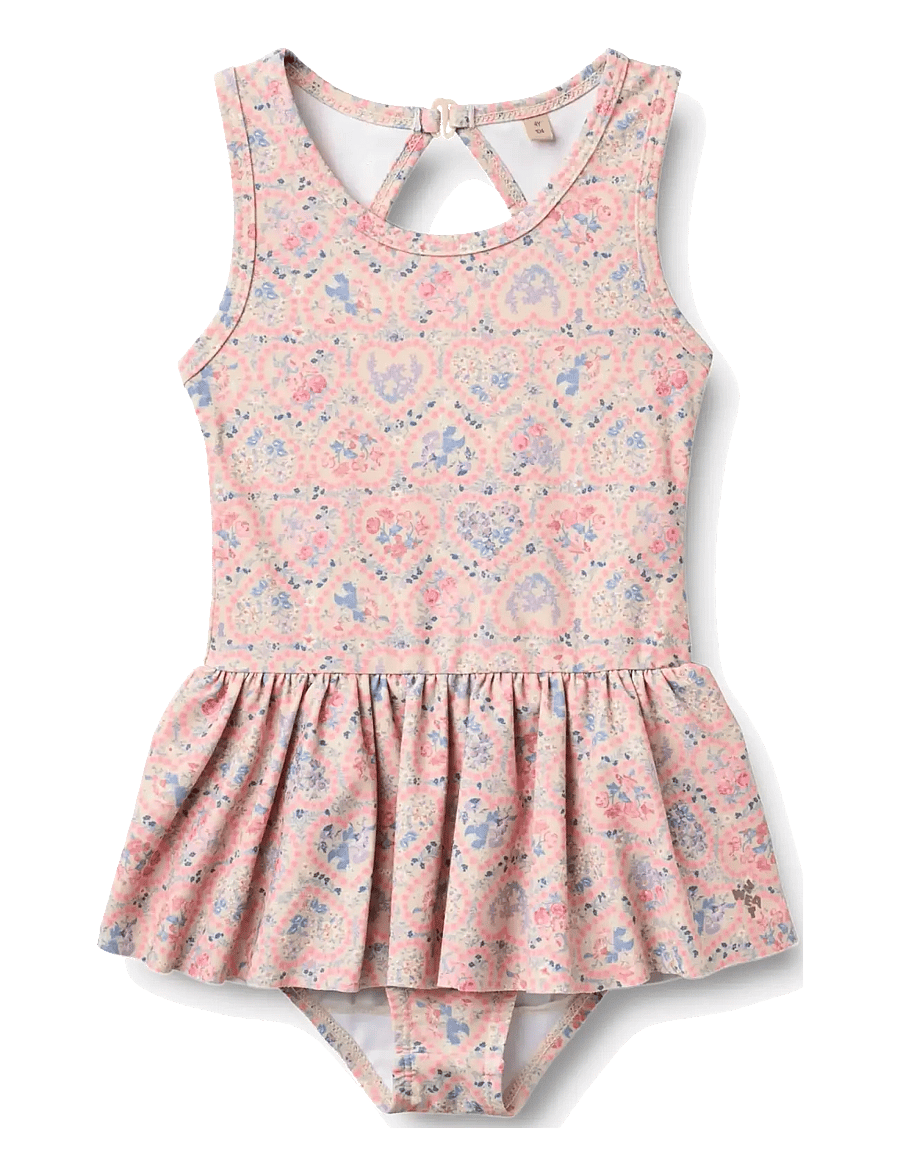 Wheat - Swimsuit Erna - uv-bekleidung - pink heart flowers - 0